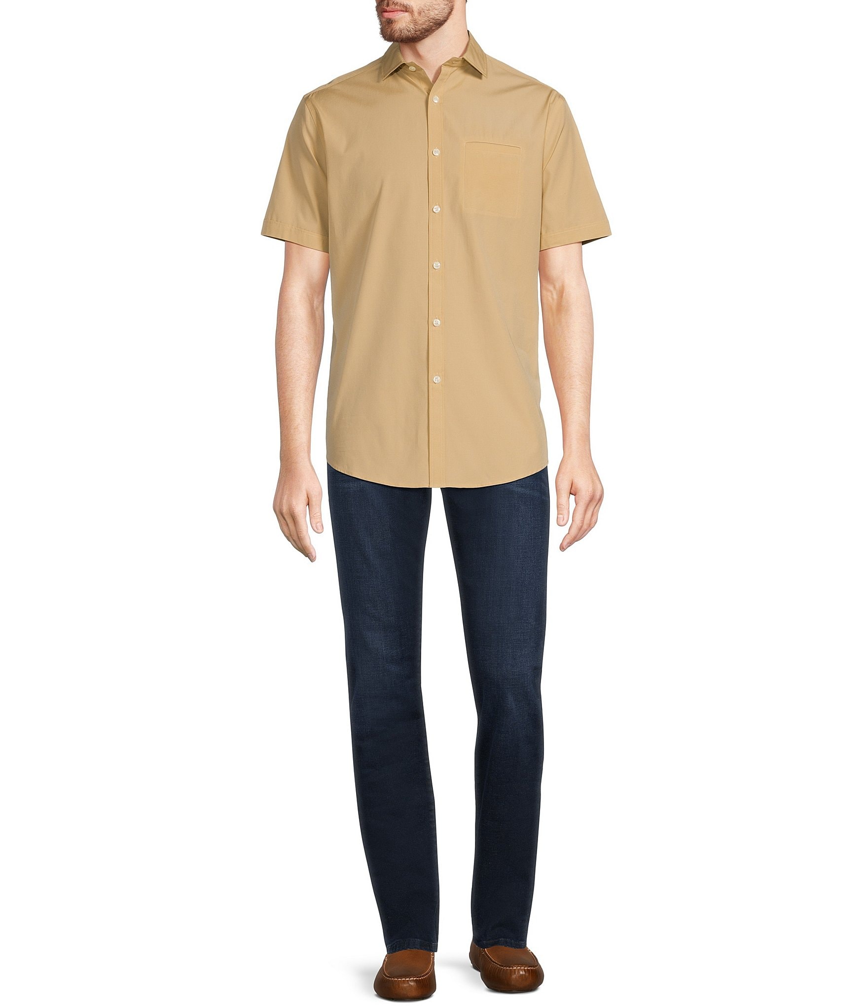 Murano Solid Poplin Short Sleeve Woven Shirt