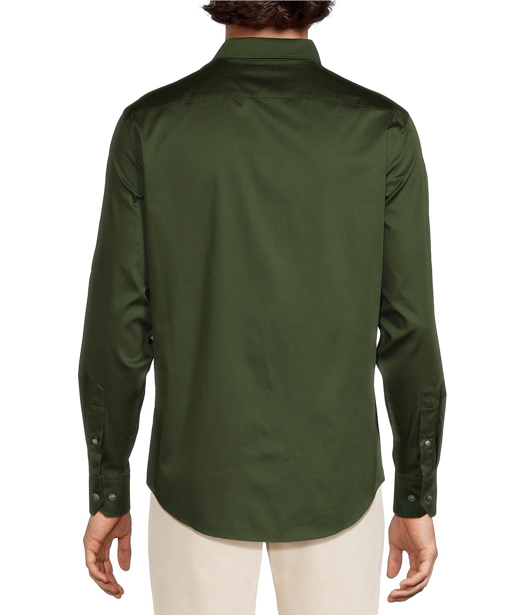 Murano Solid Sateen Classic Fit Long Sleeve Woven Shirt