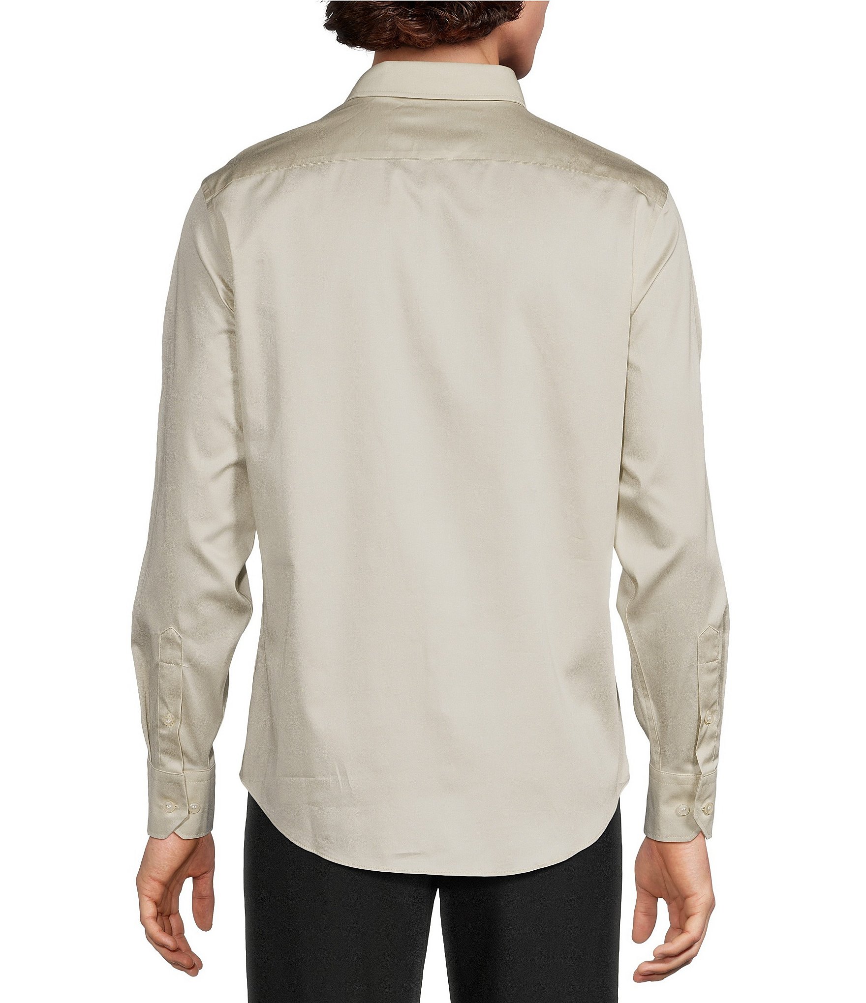 Murano Solid Sateen Classic Fit Long Sleeve Woven Shirt