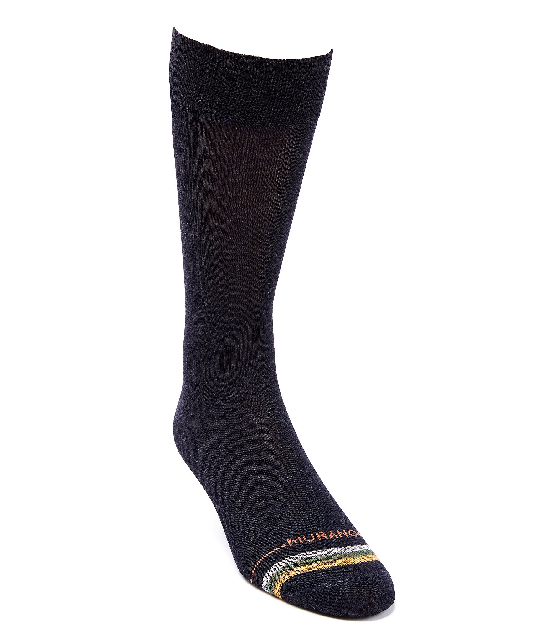 Murano Solid with Toe Stripe Crew Dress Socks