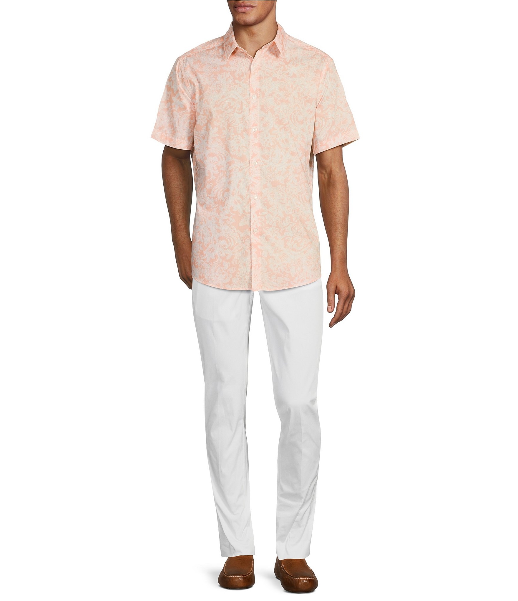 Murano Taser Floral Print Short Sleeve Woven Shirt