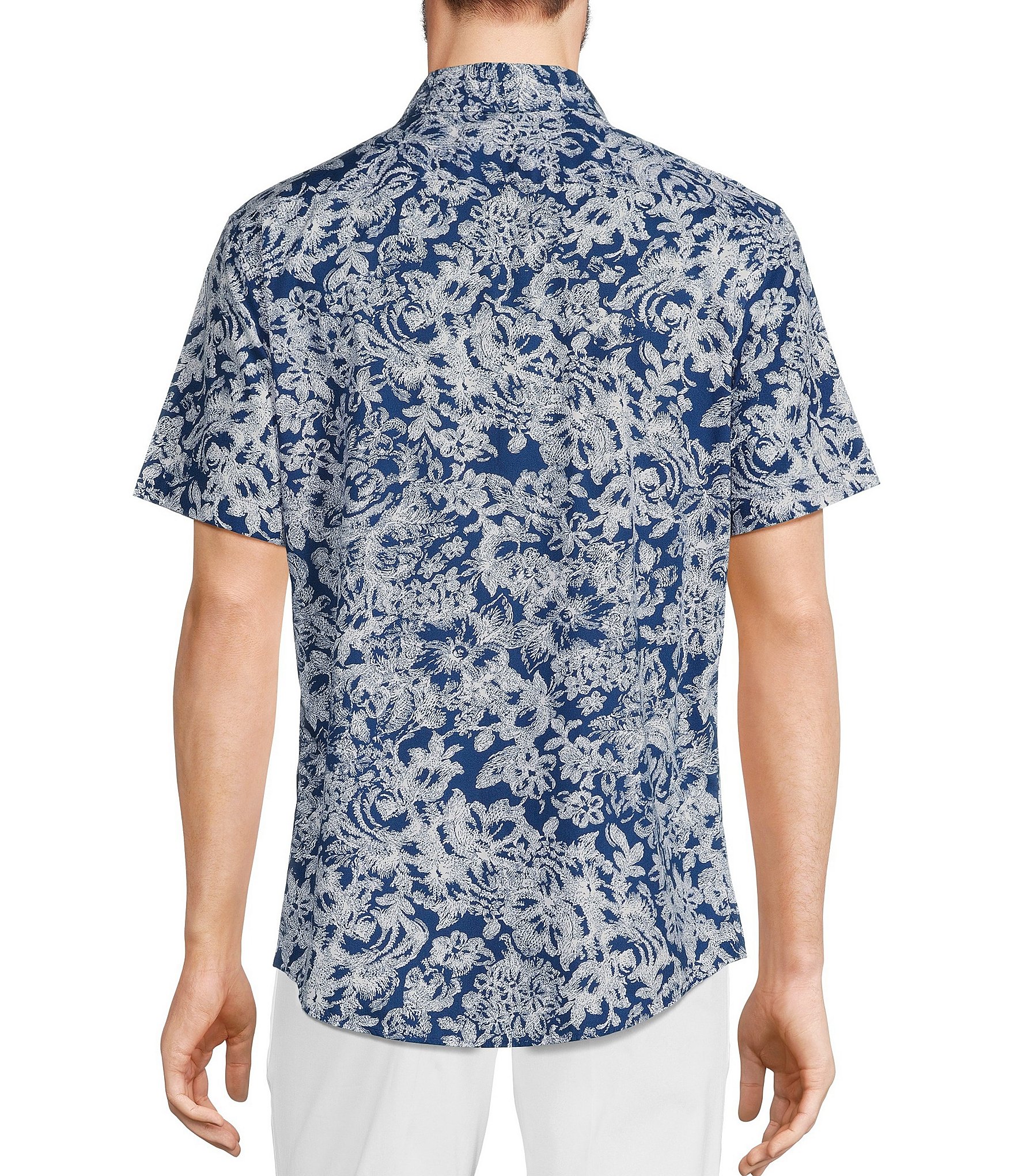 Murano Taser Floral Print Short Sleeve Woven Shirt