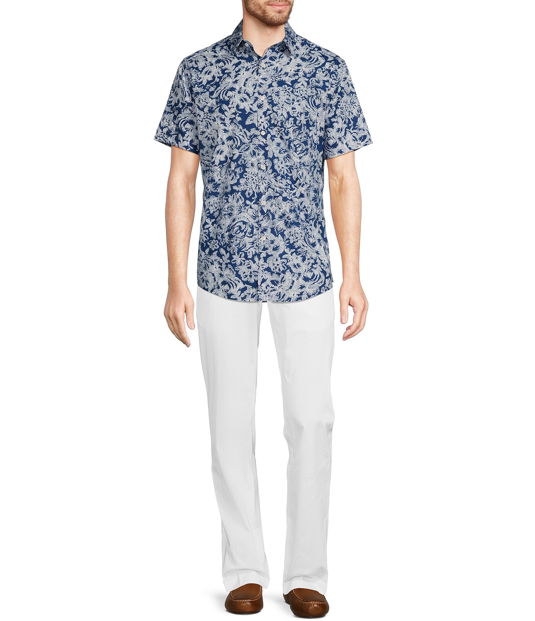 Murano Taser Floral Print Short Sleeve Woven Shirt