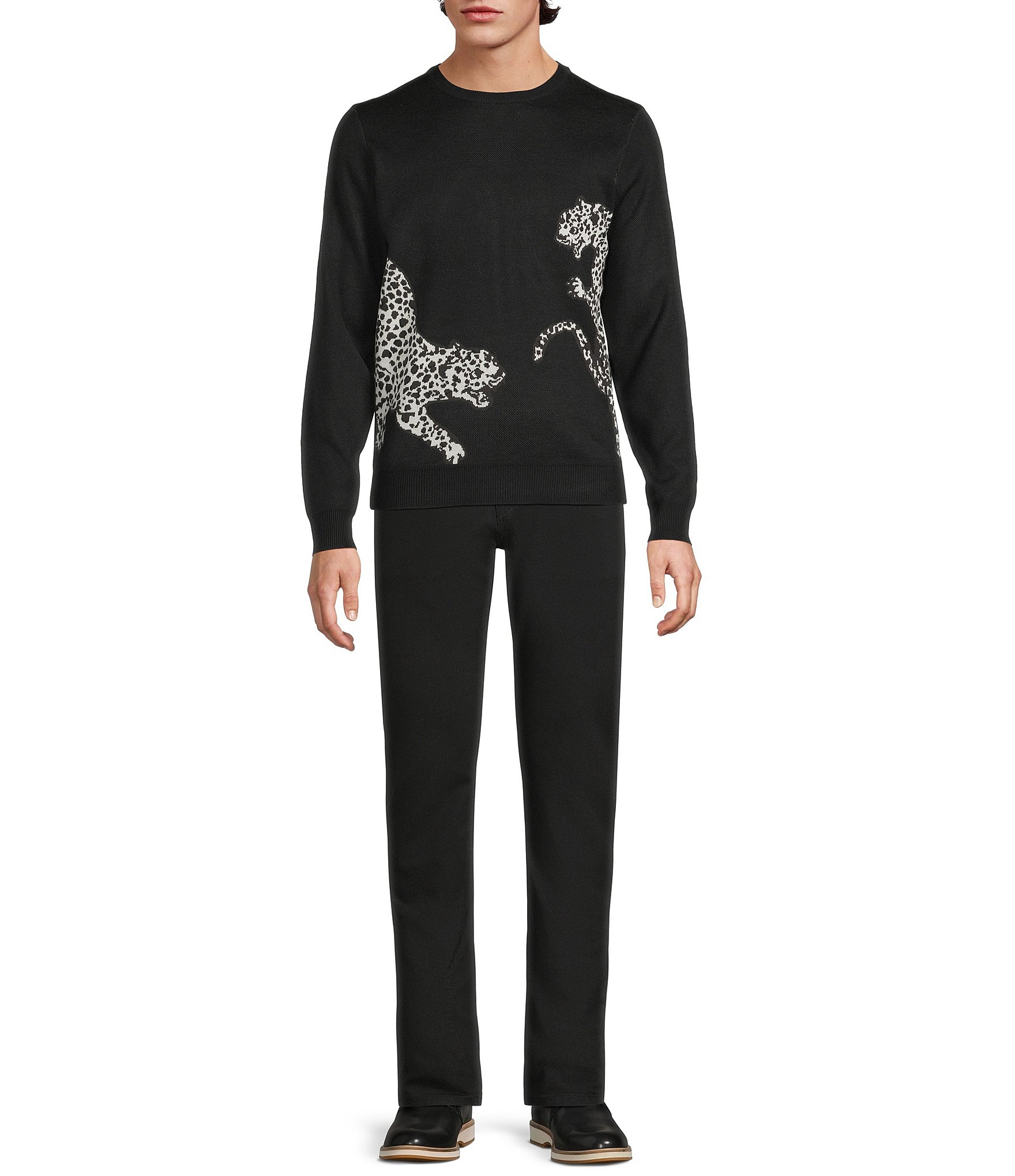 Murano The Holiday Edit Collection Leopard Jacquard Crew Neck Sweater