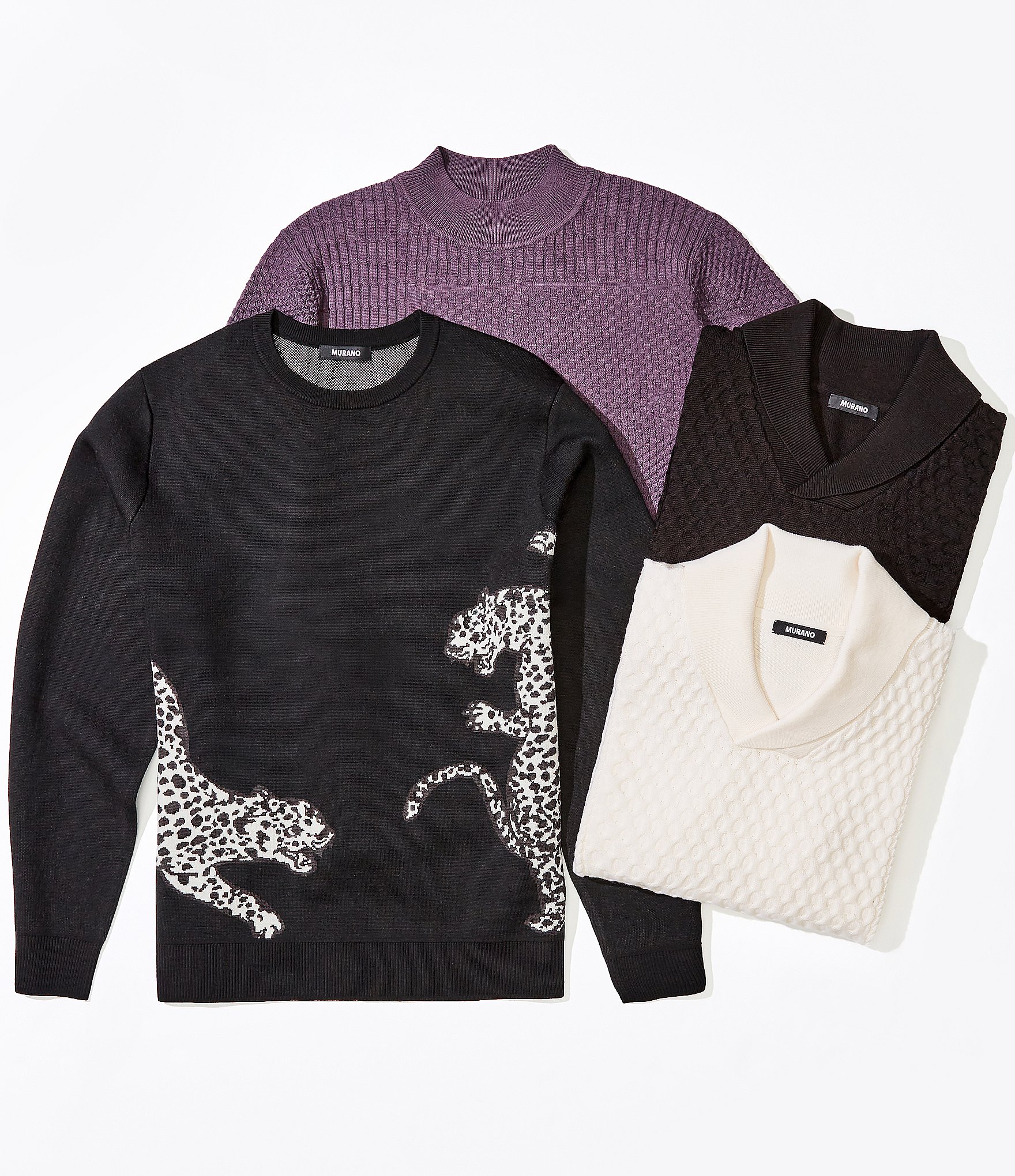 Murano The Holiday Edit Collection Leopard Jacquard Crew Neck Sweater