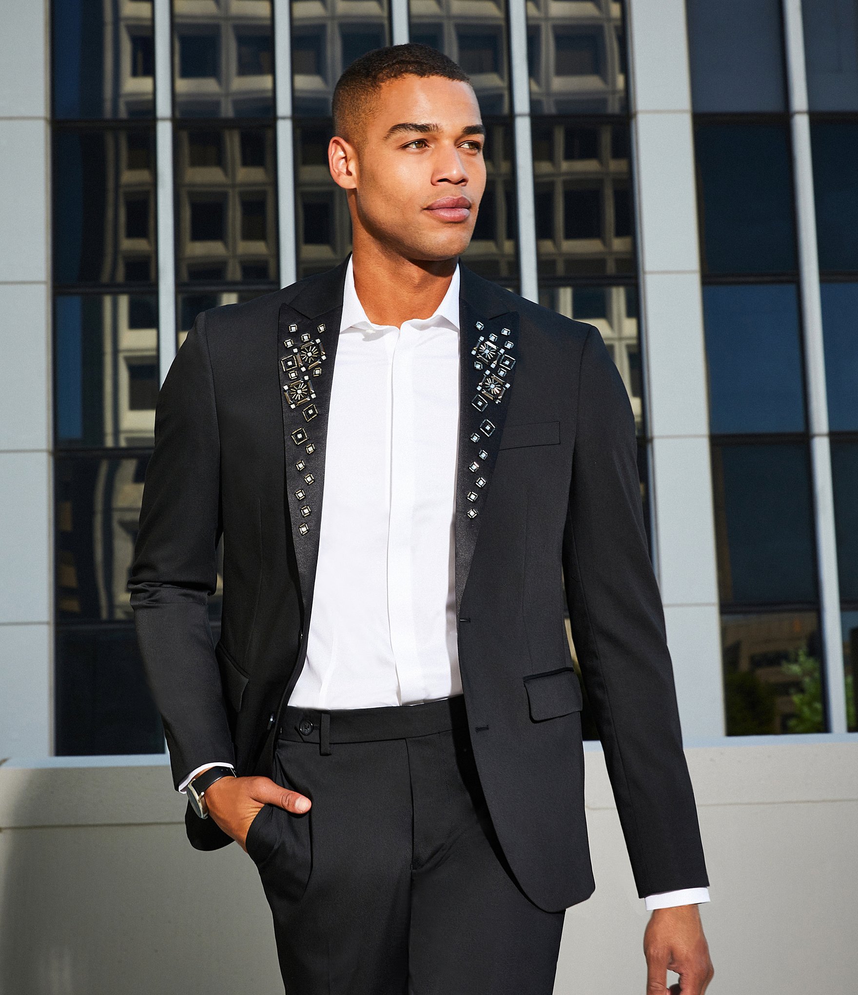 Murano The Holiday Edit Collection Slim Fit Suit Separates Jeweled Peak Jacket