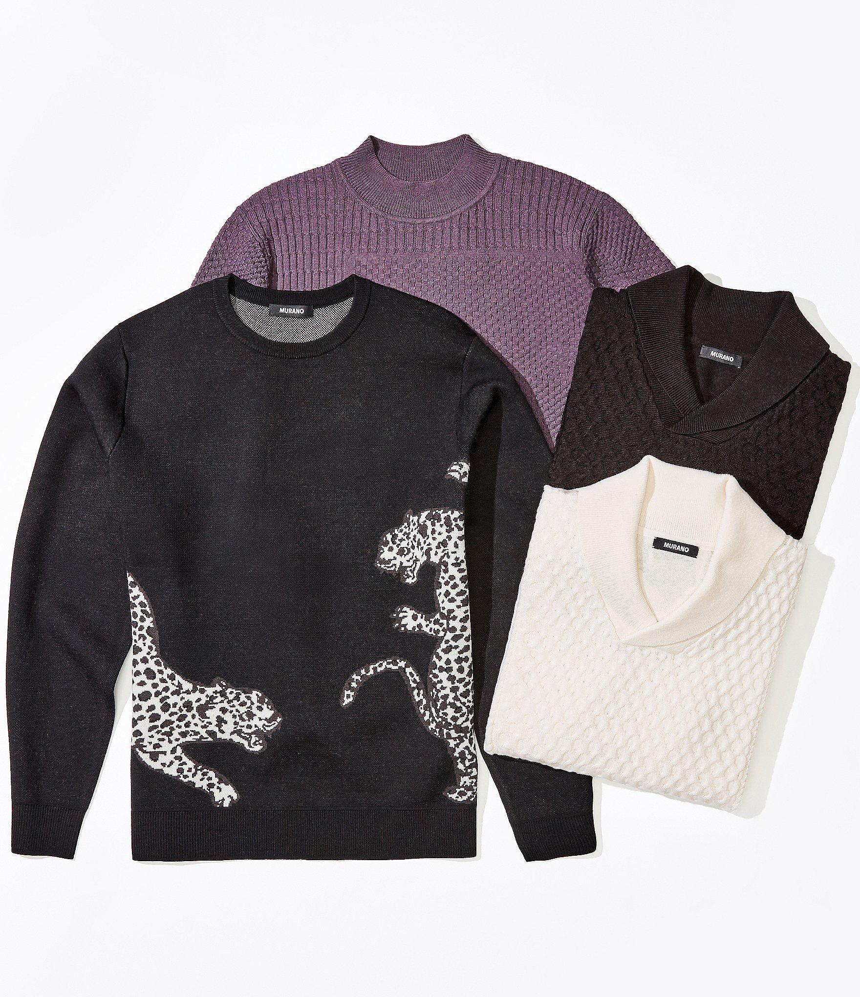 Murano The Holiday Edit Collection Solid Textured Shawl Collar Sweater