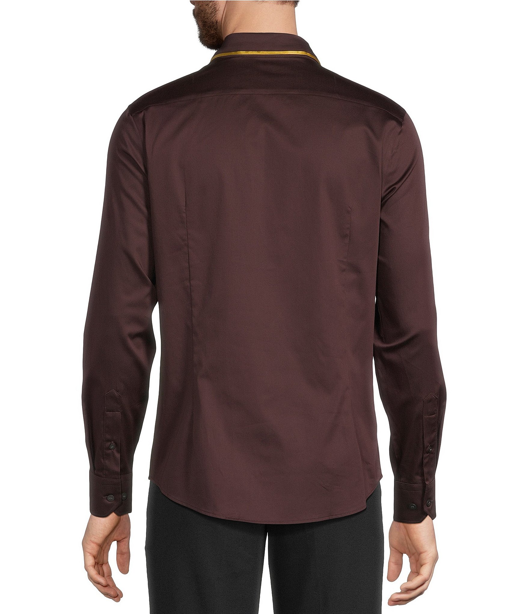 Murano The Legend Collection Slim Fit Solid Long Sleeve Woven Shirt