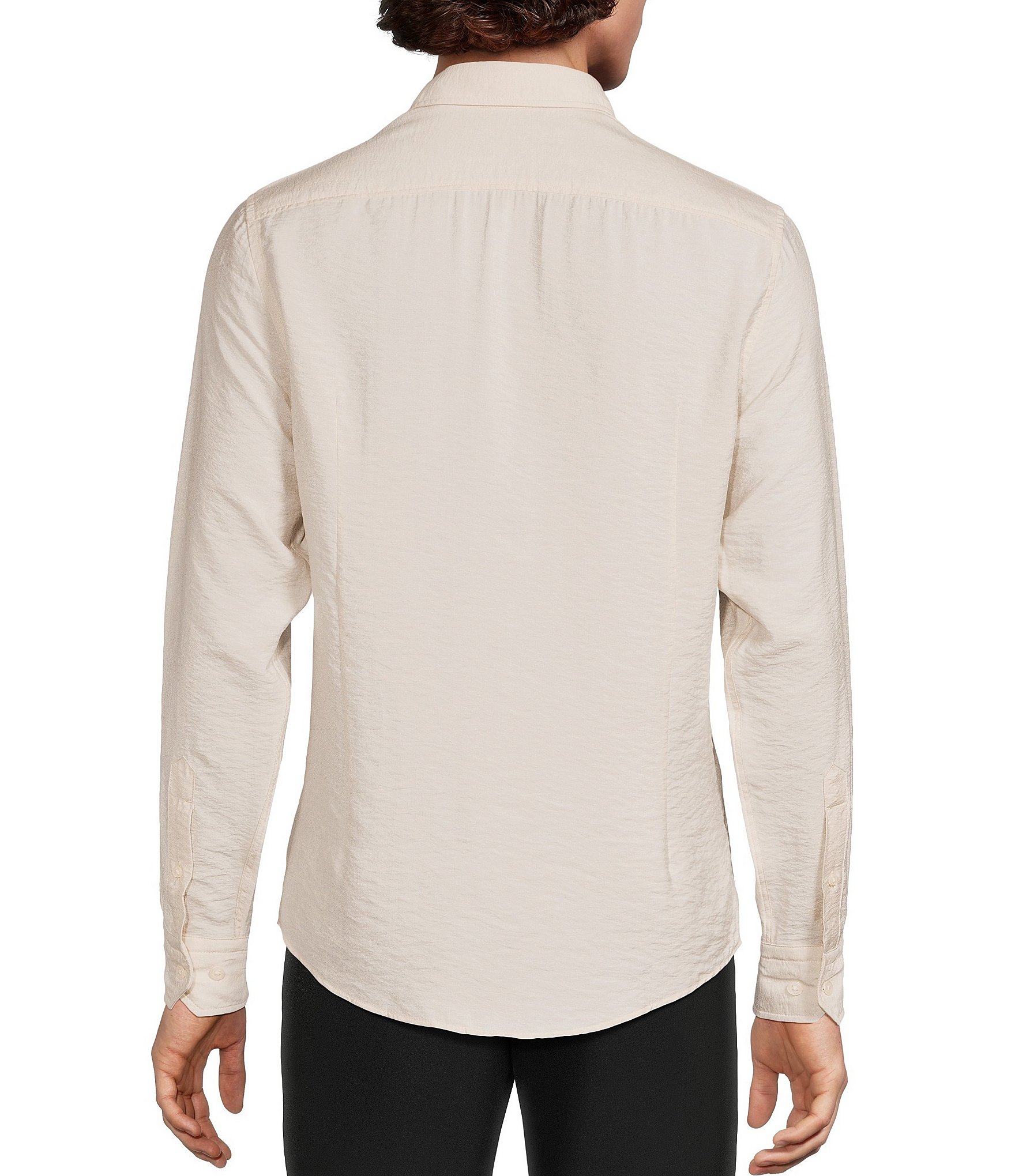 Murano The Legend Collection Slim Fit Textured Solid Long Sleeve Woven Shirt
