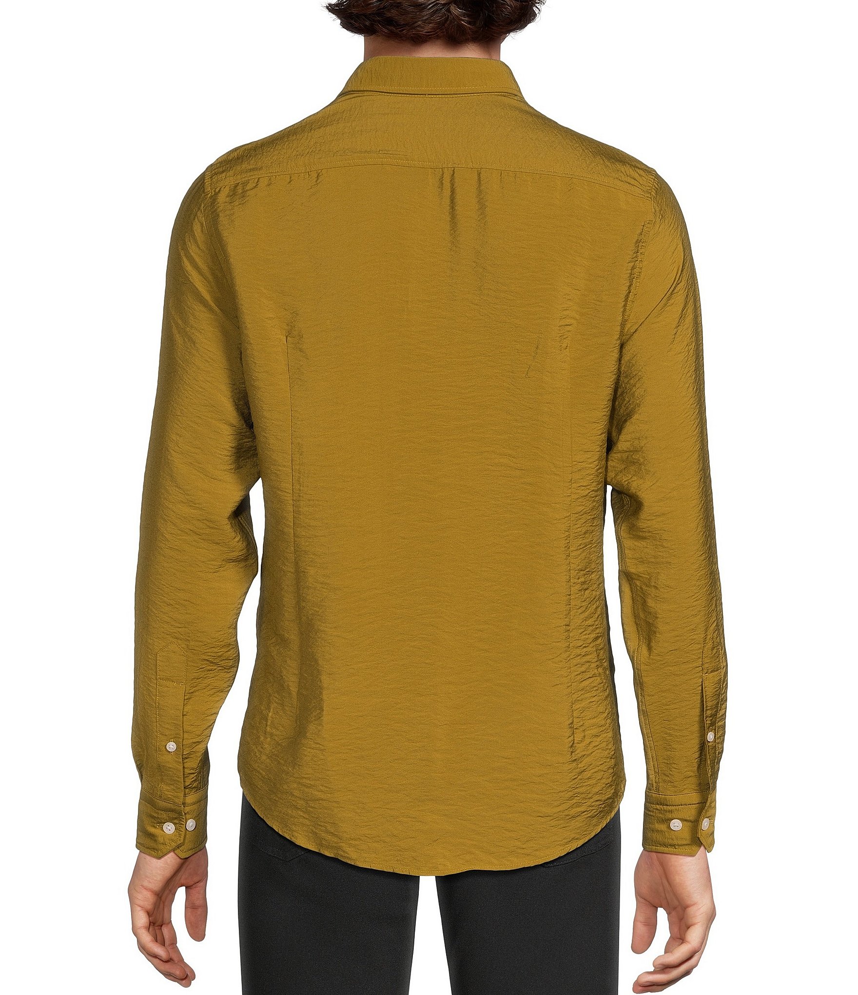 Murano The Legend Collection Slim Fit Textured Solid Long Sleeve Woven Shirt