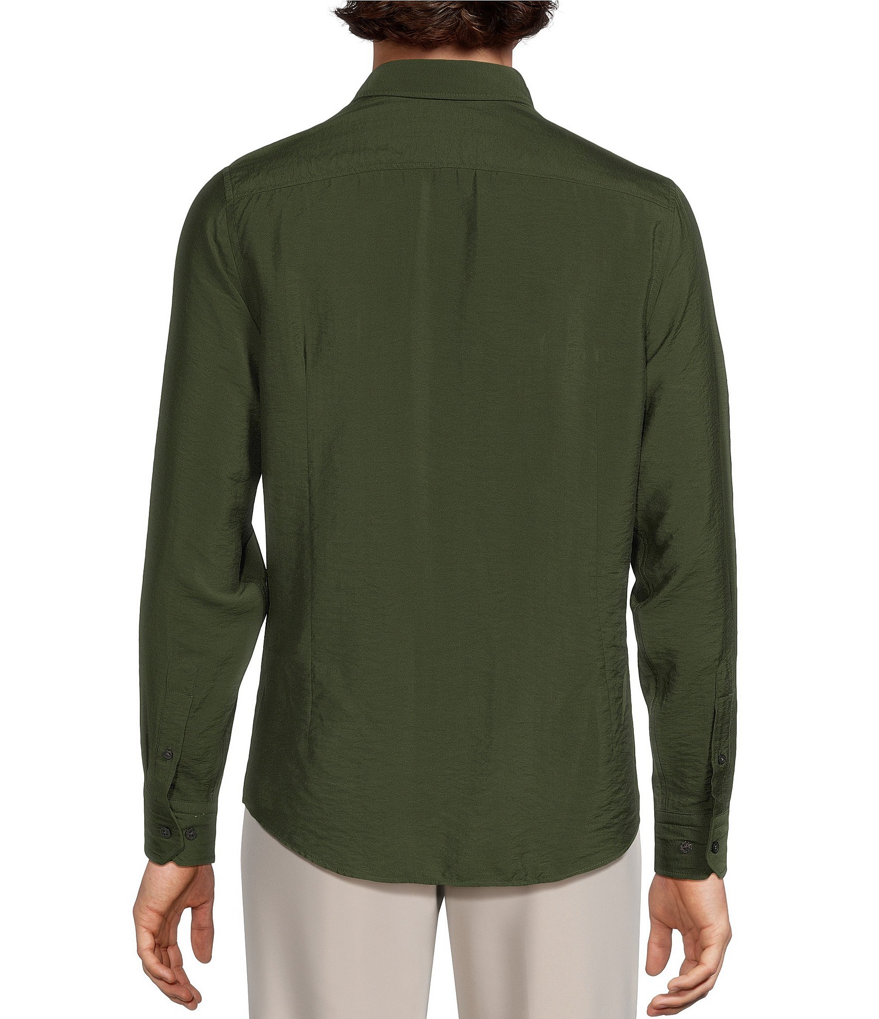 Murano The Legend Collection Slim Fit Textured Solid Long Sleeve Woven Shirt