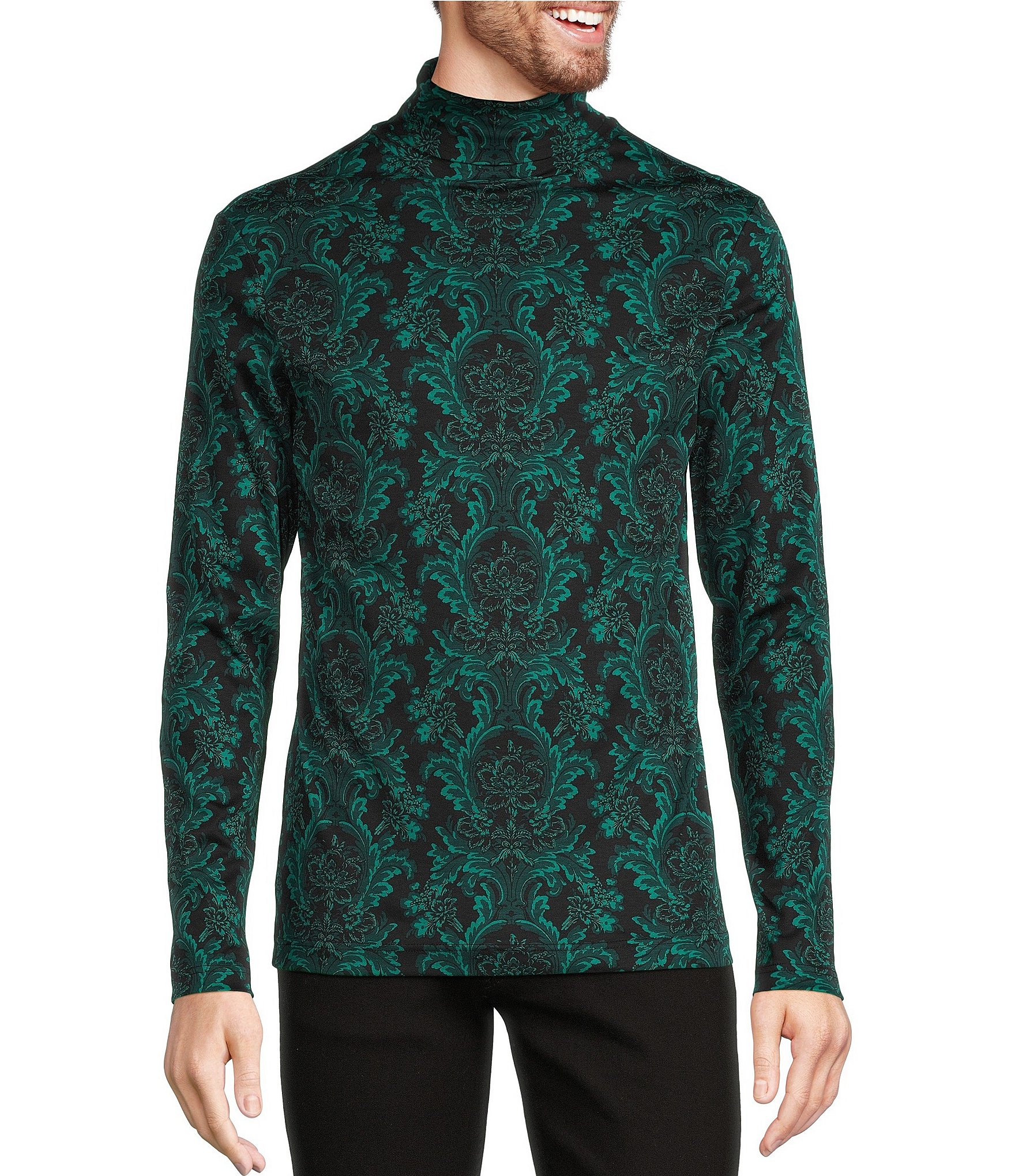 Murano Tigers of Tokyo Collection Slim-Fit Damask Print Turtleneck ...