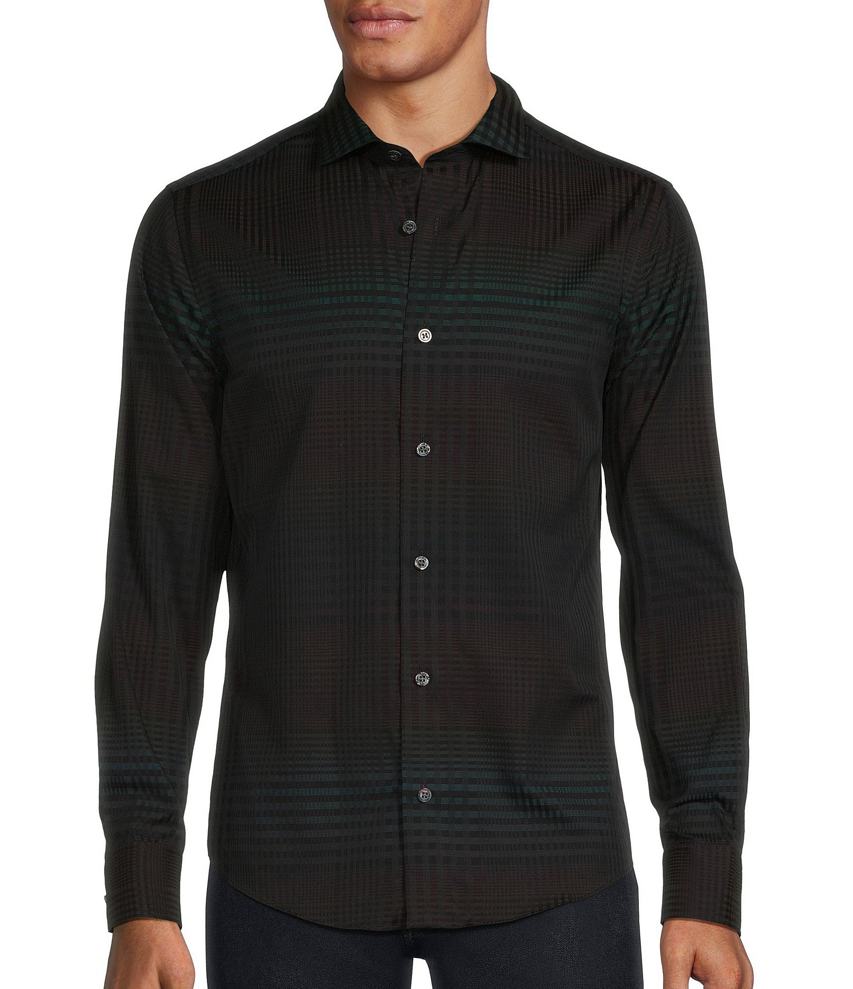 Murano Tigers of Tokyo Collection Slim-Fit Plaid Long Sleeve Woven ...