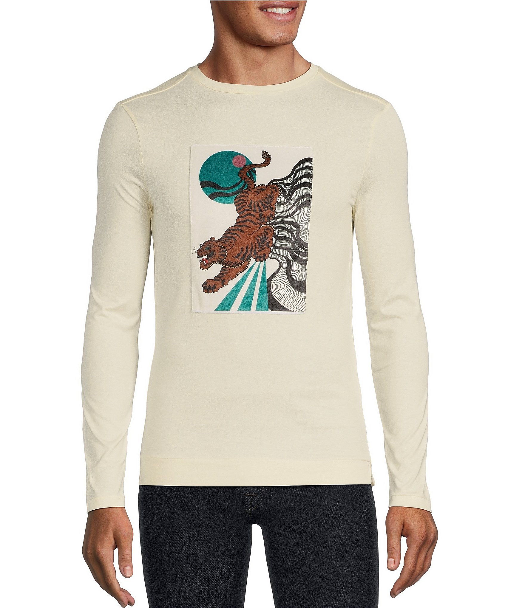 Murano Tigers of Tokyo Collection Slim-Fit Tiger Print Long Sleeve T-Shirt - XL