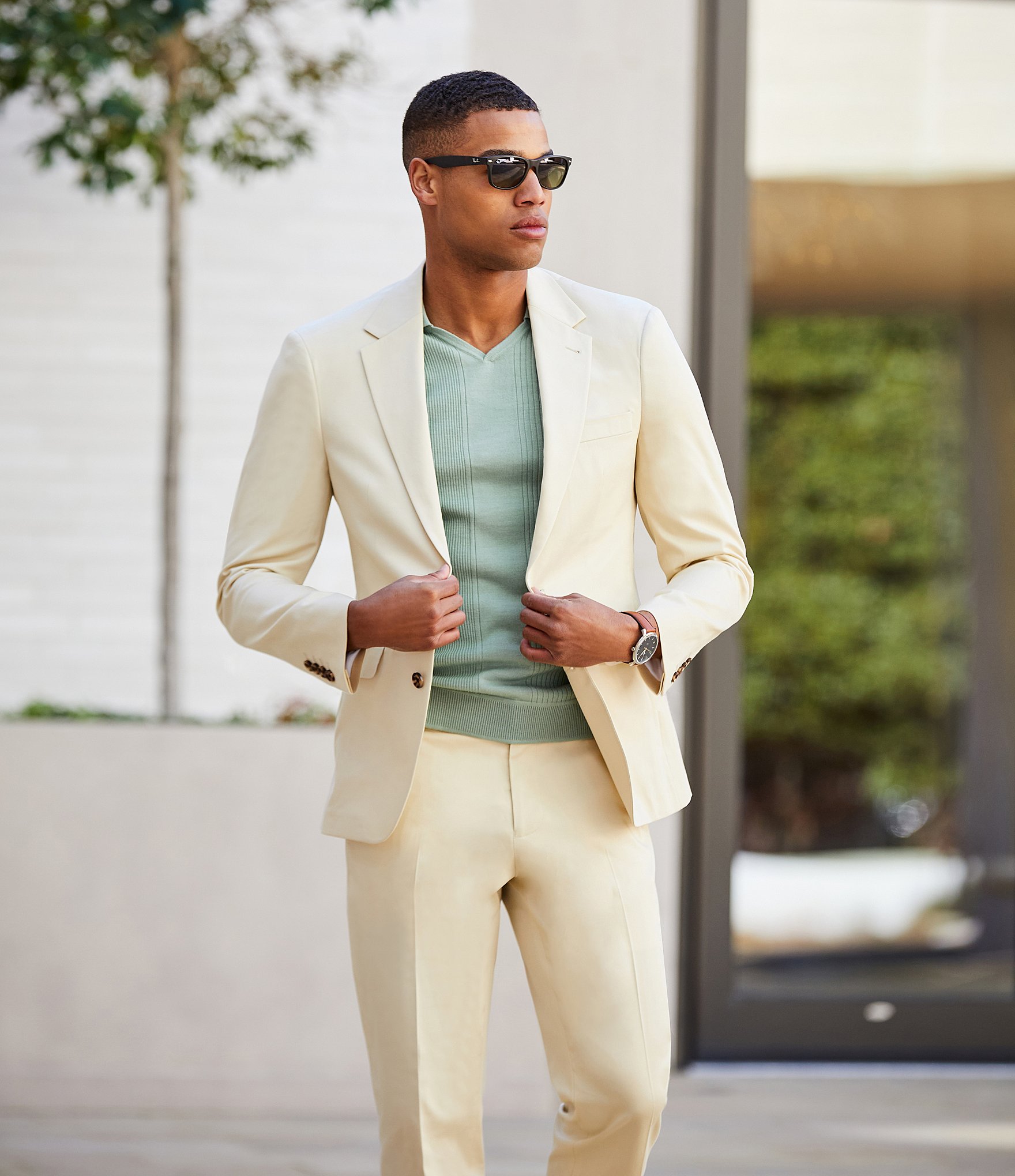 Murano Verdant Vibes Collection Slim-Fit Sateen Suit Separates Blazer