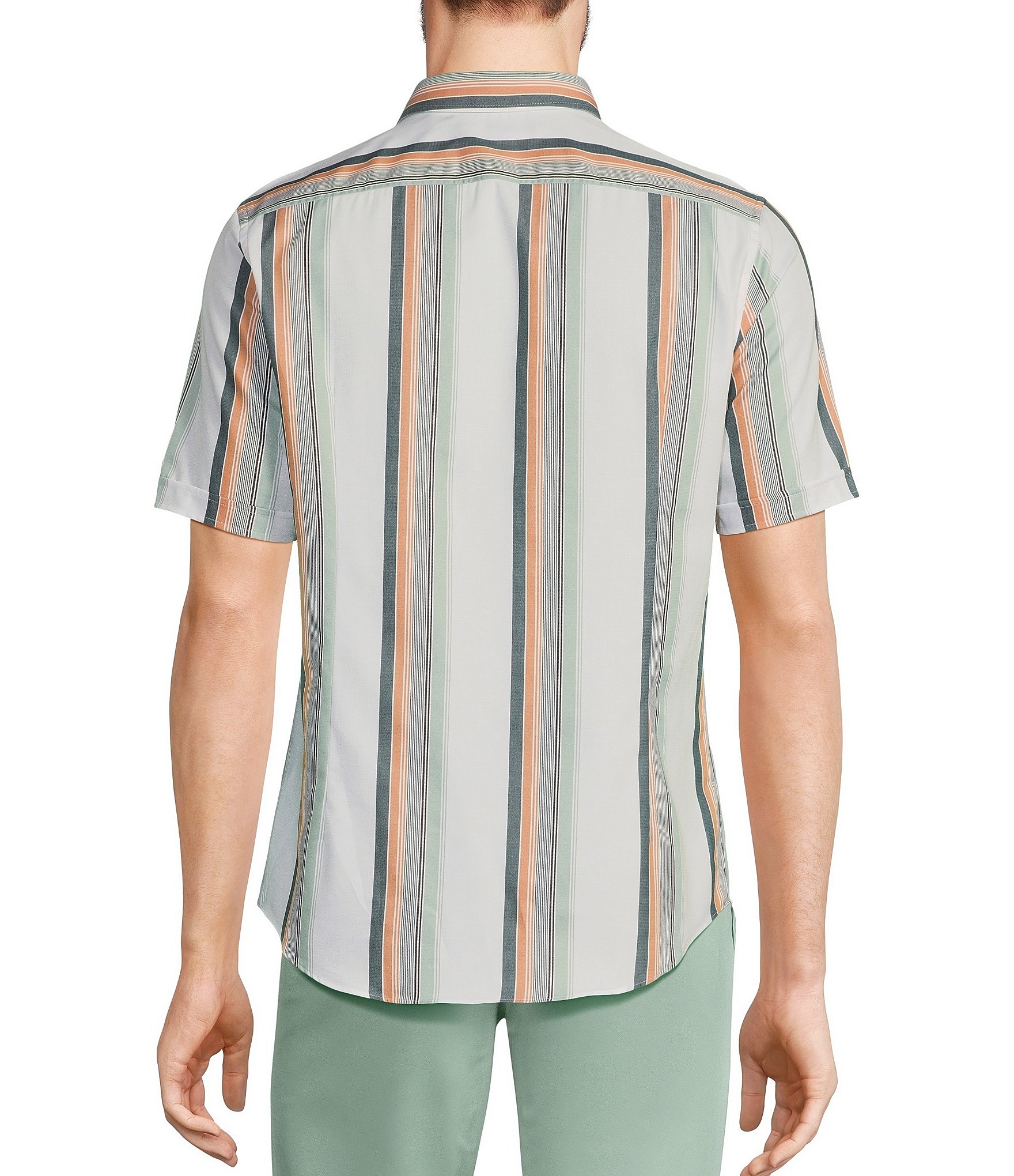 Murano Verdant Vibes Collection Slim Fit Stripe Short Sleeve Woven Shirt