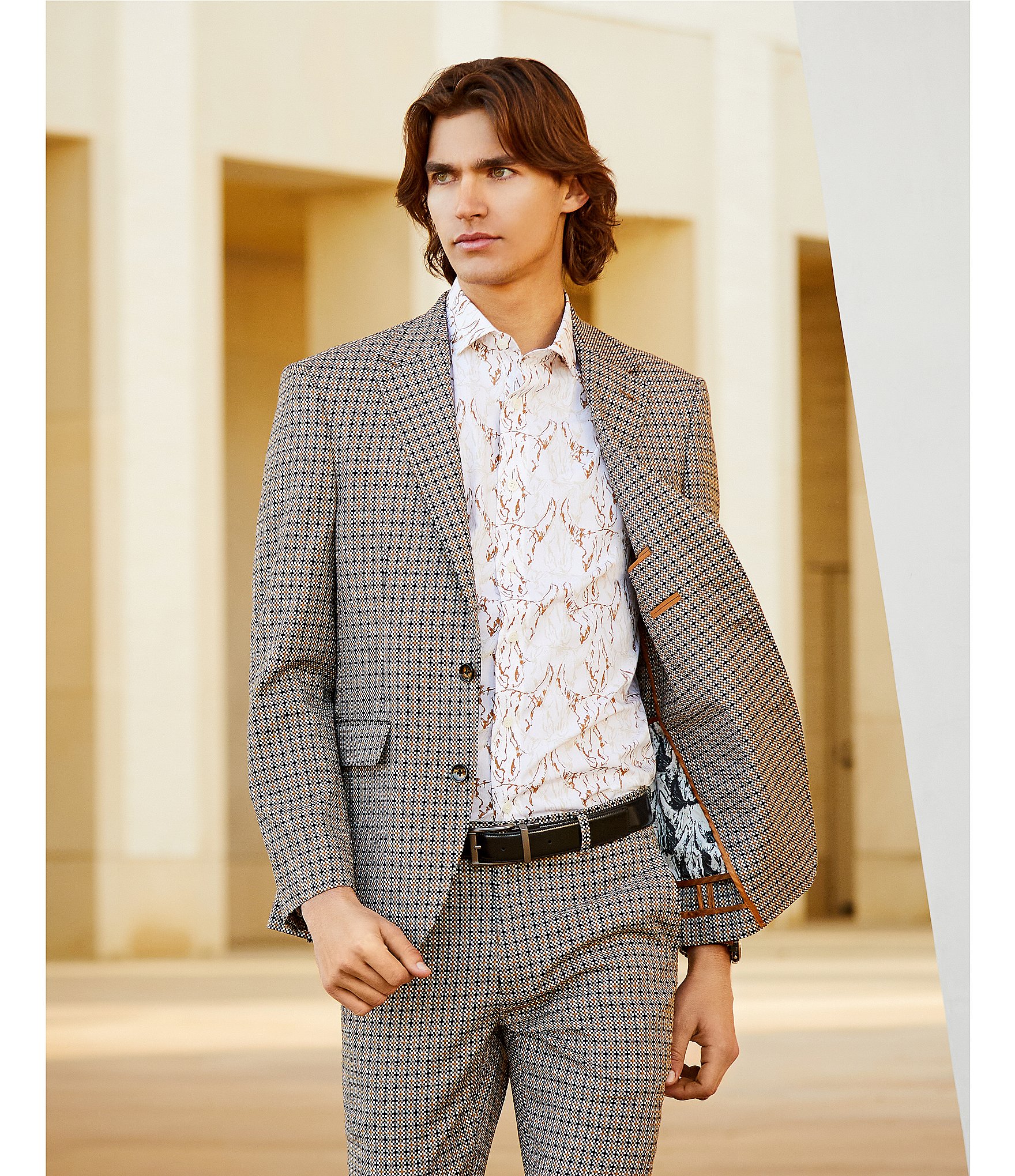 Murano Wanderin West Collection Slim Fit Geometric Jacquard Suit Separates Jacket