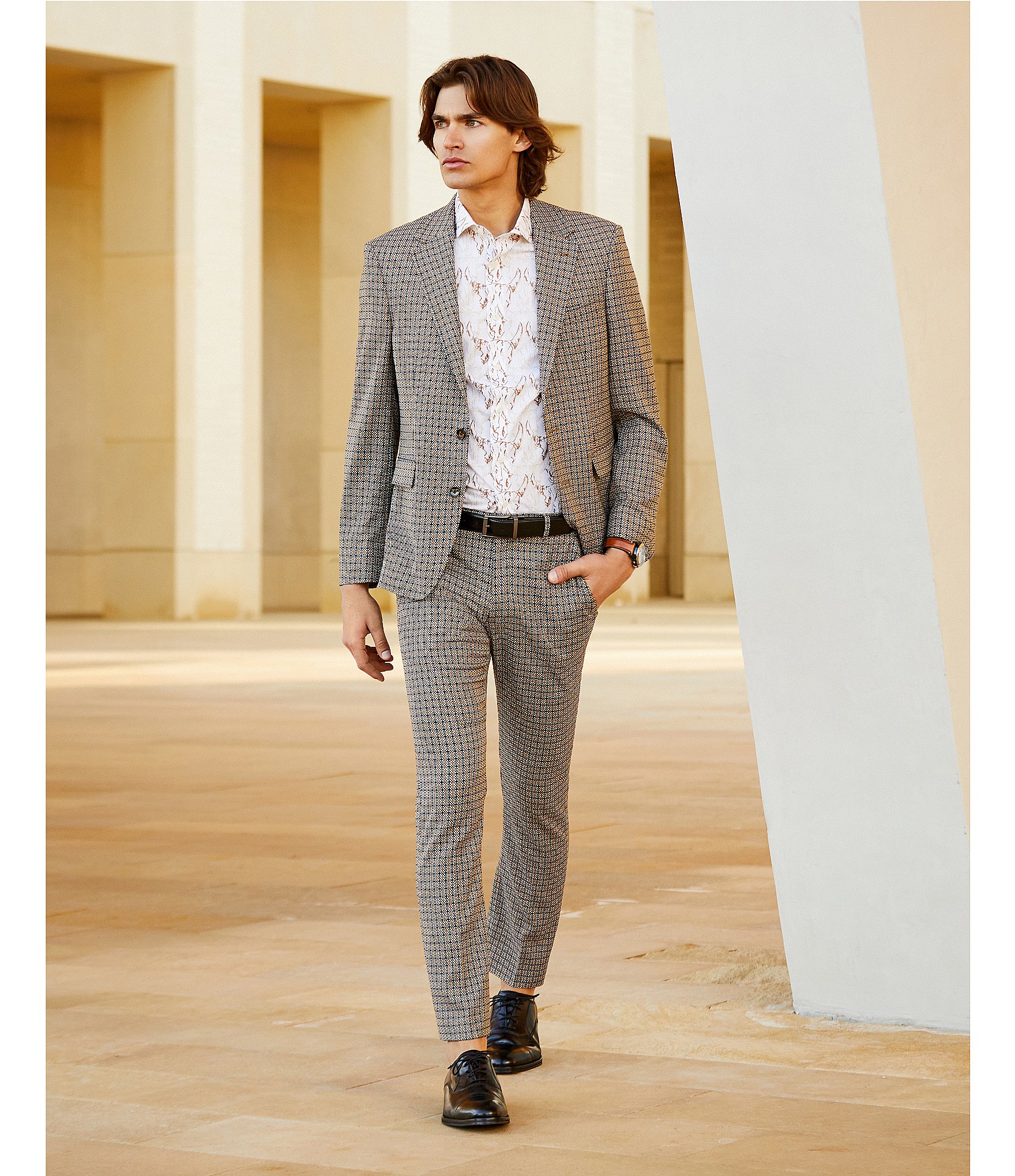 Murano Wanderin West Collection Slim Fit Geometric Jacquard Suit Separates Jacket