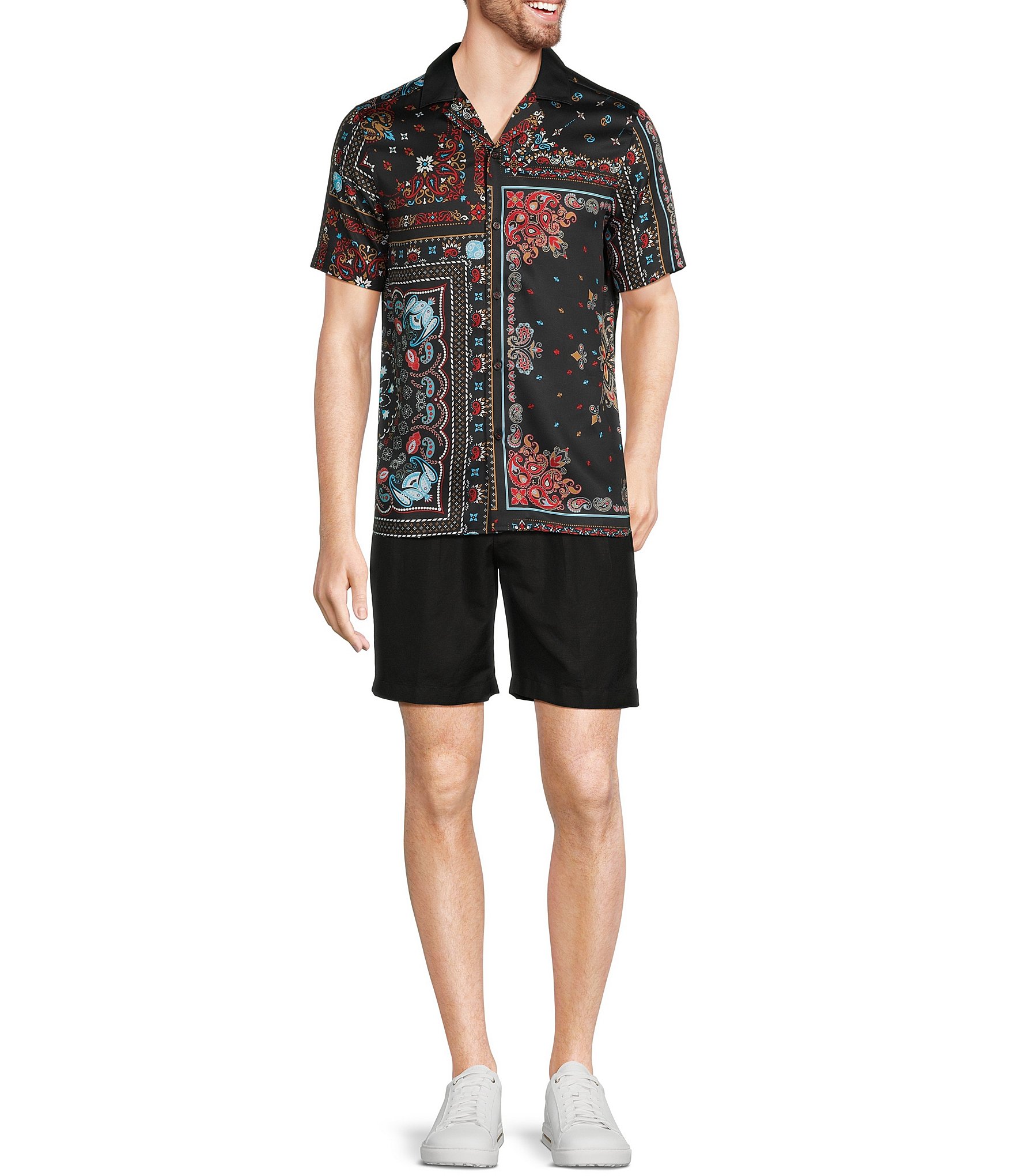 Murano Wanderin West Collection Solid Linen 8#double; Inseam Shorts