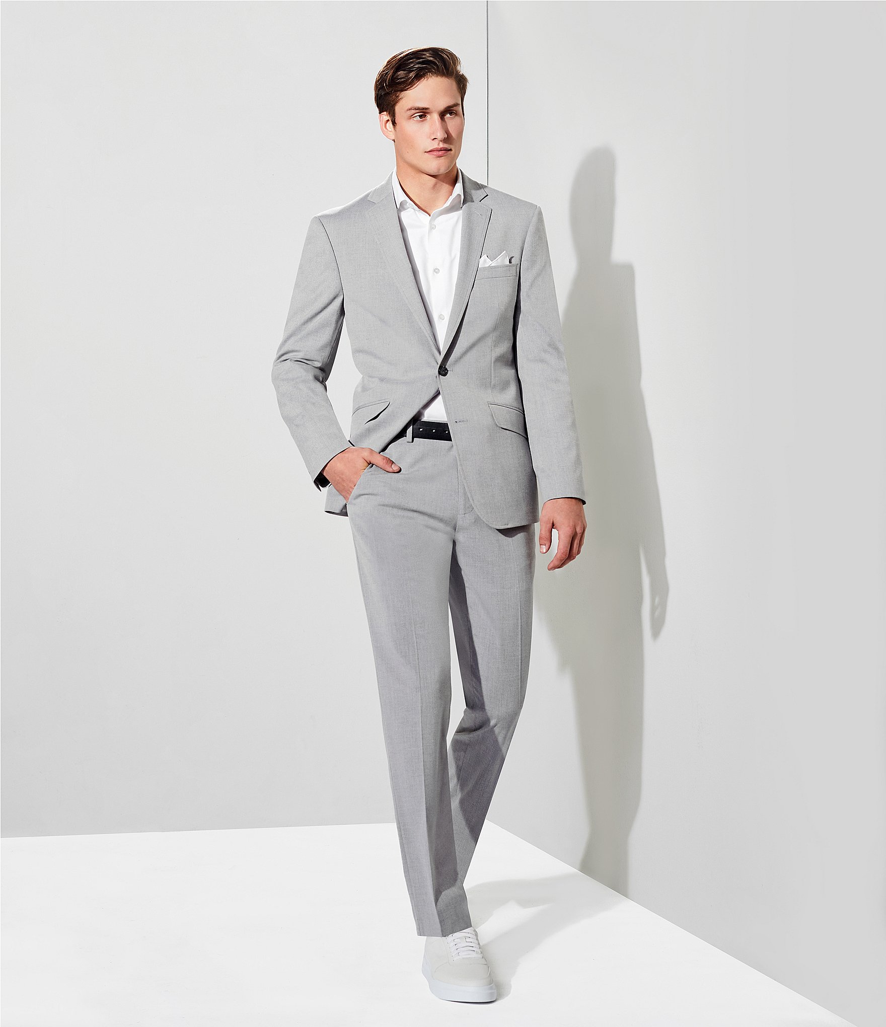 Murano Wardrobe Essentials Alex Slim Fit TekFit Waistband Suit Separates Flat Front Dress Pants