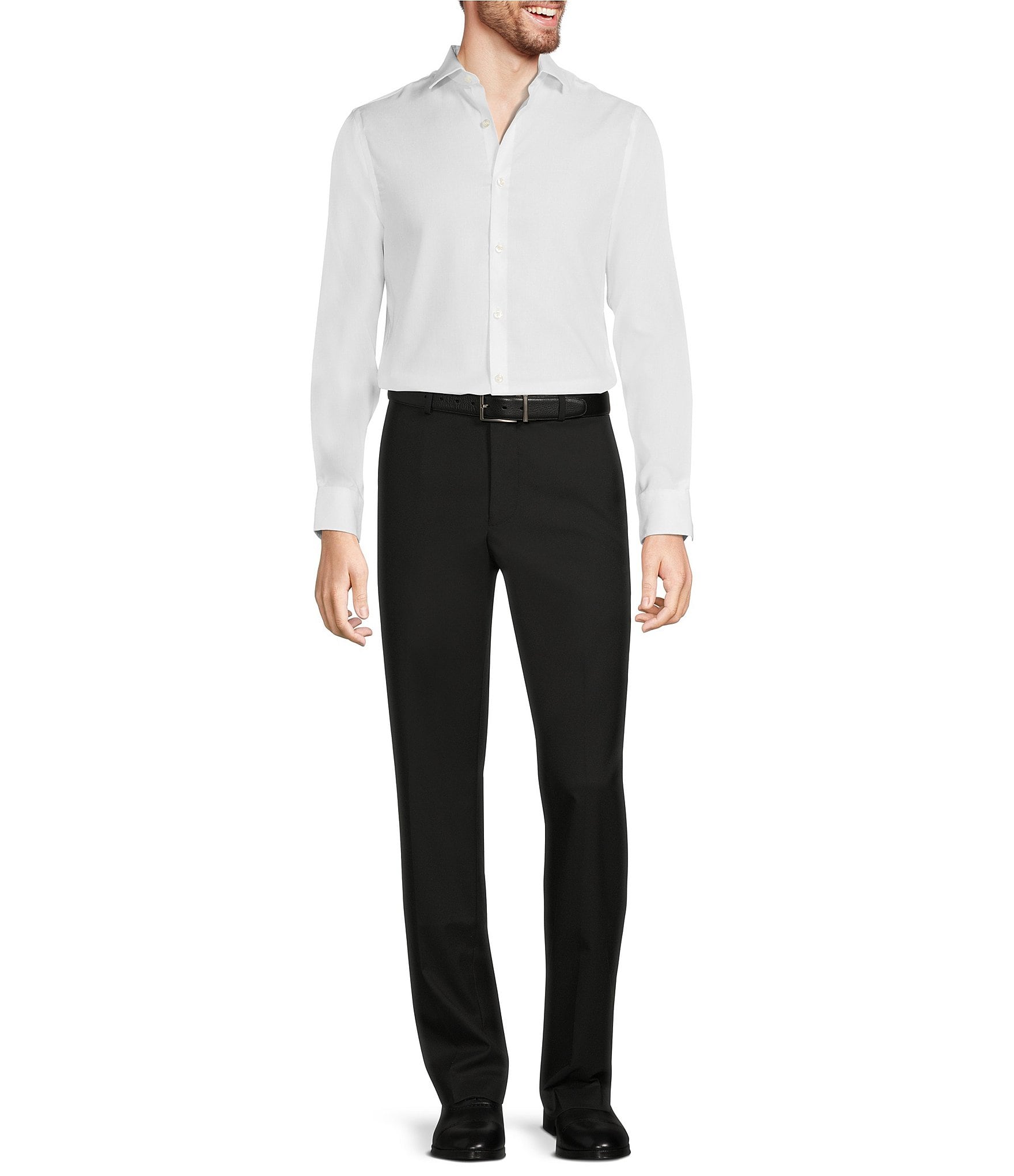 Murano Wardrobe Essentials Alex Slim Fit TekFit Waistband Suit Separates Flat Front Dress Pants