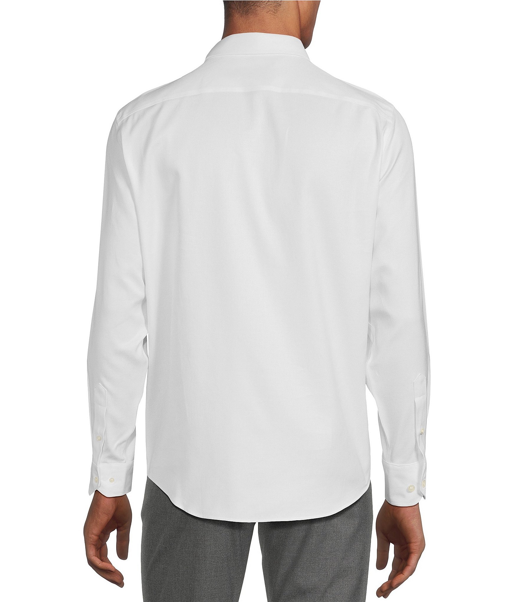 Murano Big & Tall Wardrobe Essentials Slim Fit Solid Stretch Twill Long Sleeve Woven Shirt