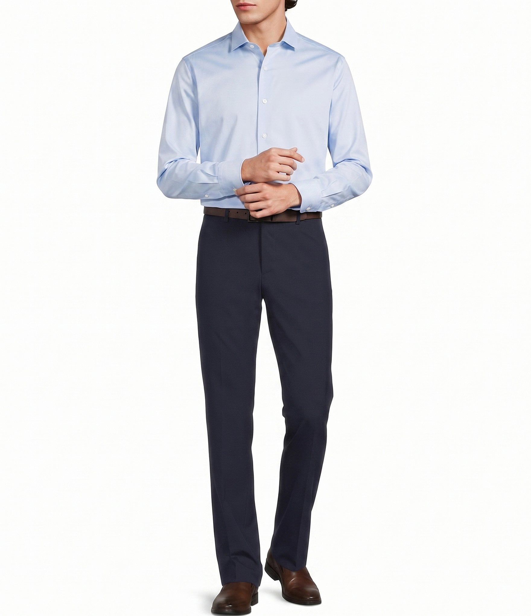 Murano Wardrobe Essentials Classic Fit Solid Long Sleeve Woven Shirt
