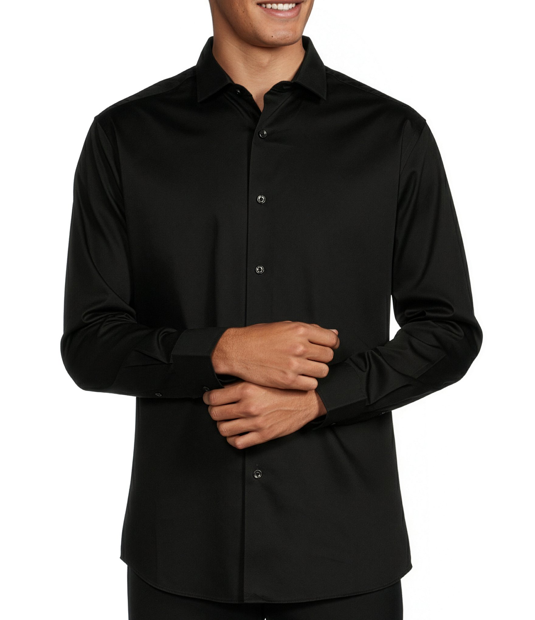 black dress shirt near me Midnight Noir Natural Stretch Cotton Dress Shirt 15.5