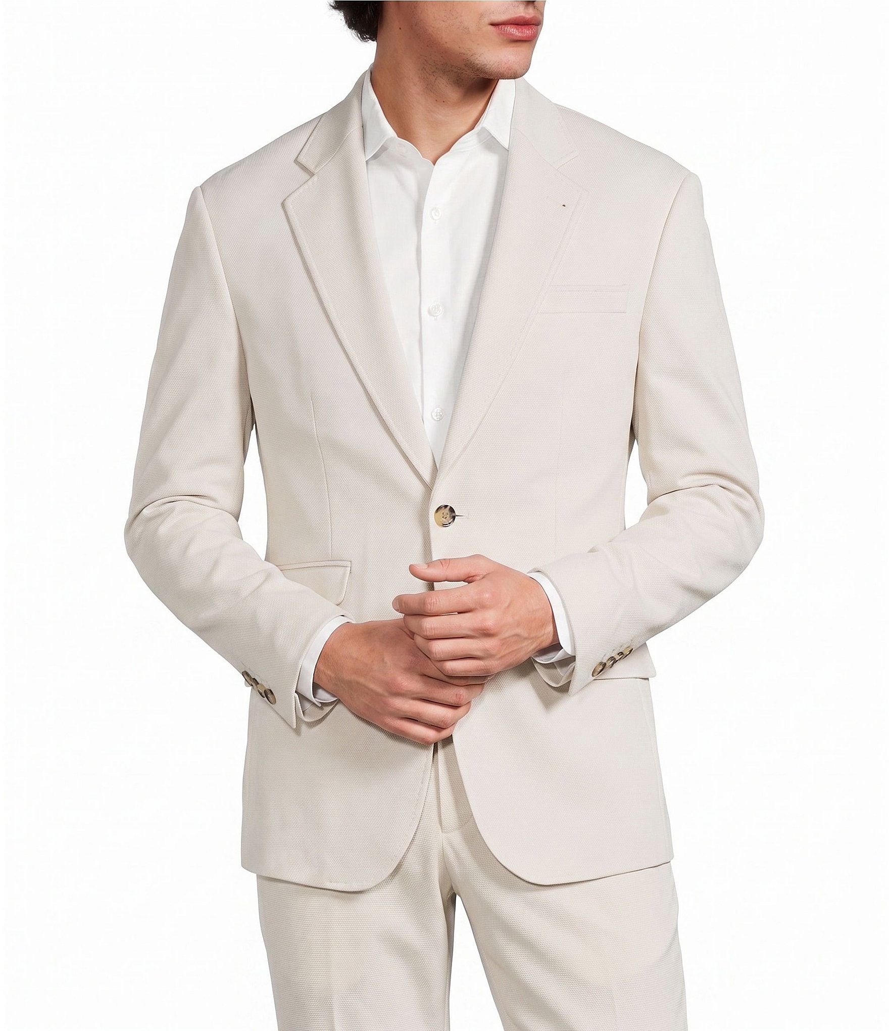 Murano Wardrobe Essentials Coordinating Slim Fit Solid Textured Suit Separates Knit Blazer