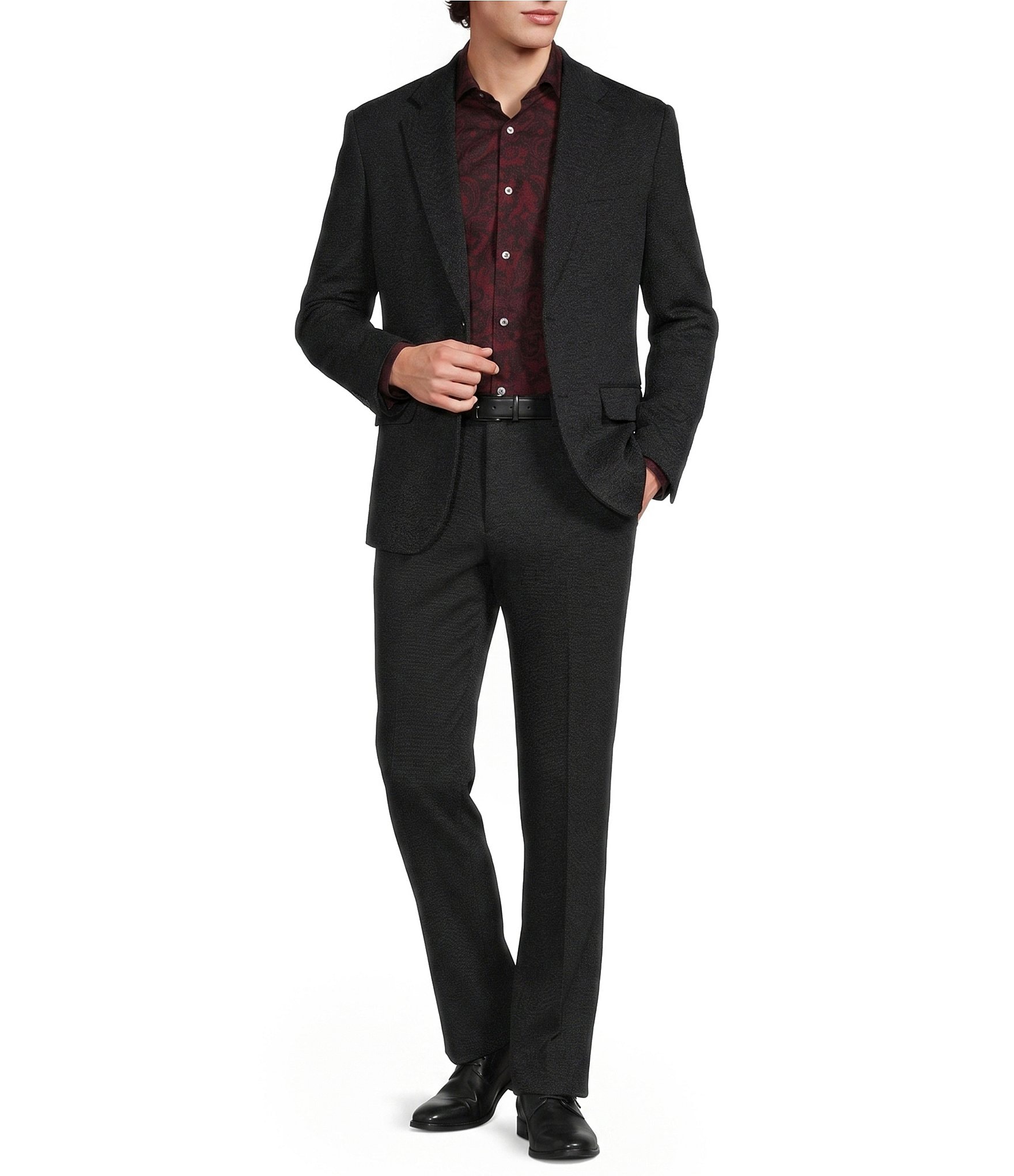 Murano Wardrobe Essentials Coordinating Slim Fit Solid Textured Suit Separates Knit Blazer