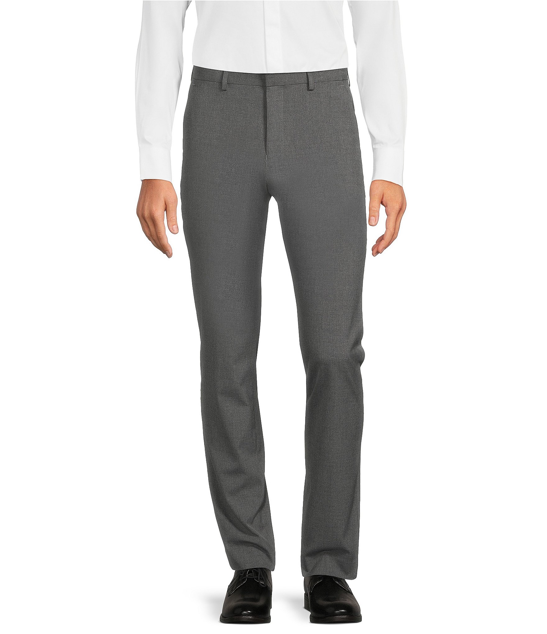 Murano Wardrobe Essentials Evan Extra Slim Fit TekFit Waistband Suit  Separates Flat Front Dress Pants