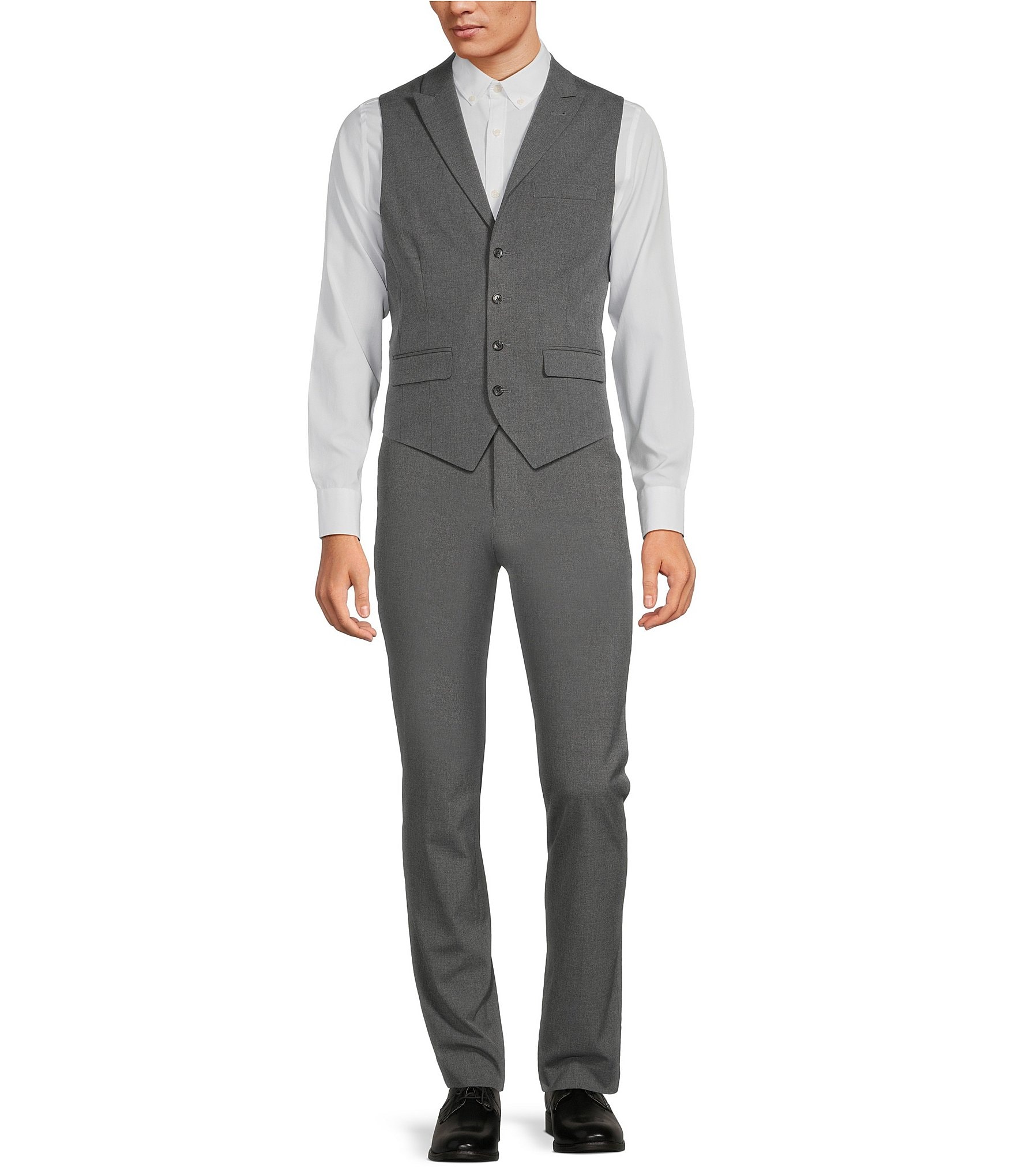 Murano Wardrobe Essentials Evan Extra Slim Fit TekFit Waistband Suit Separates Flat Front Dress Pants