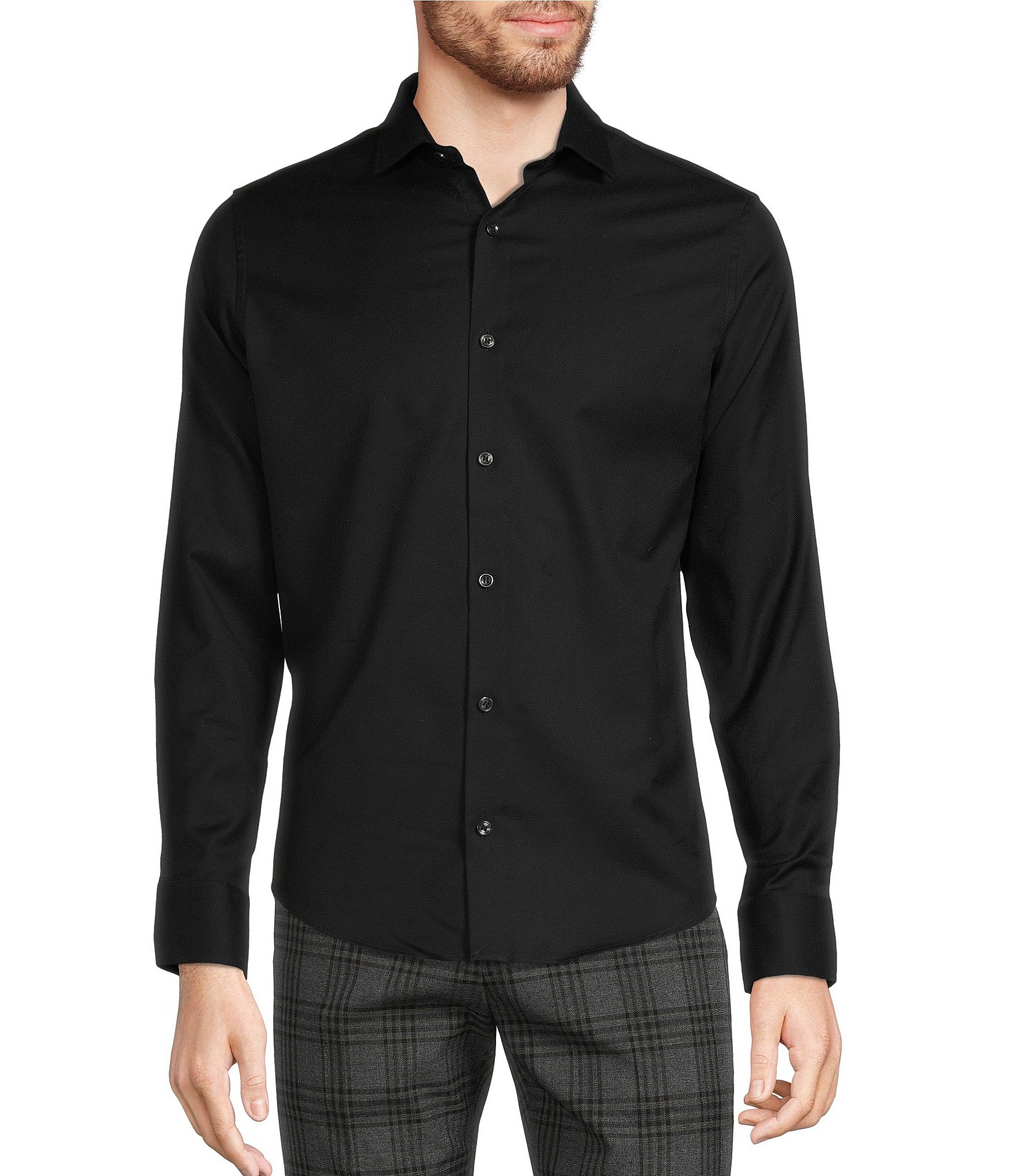 Murano Wardrobe Essentials Slim-Fit Textured Spread-Collar Woven Sportshirt