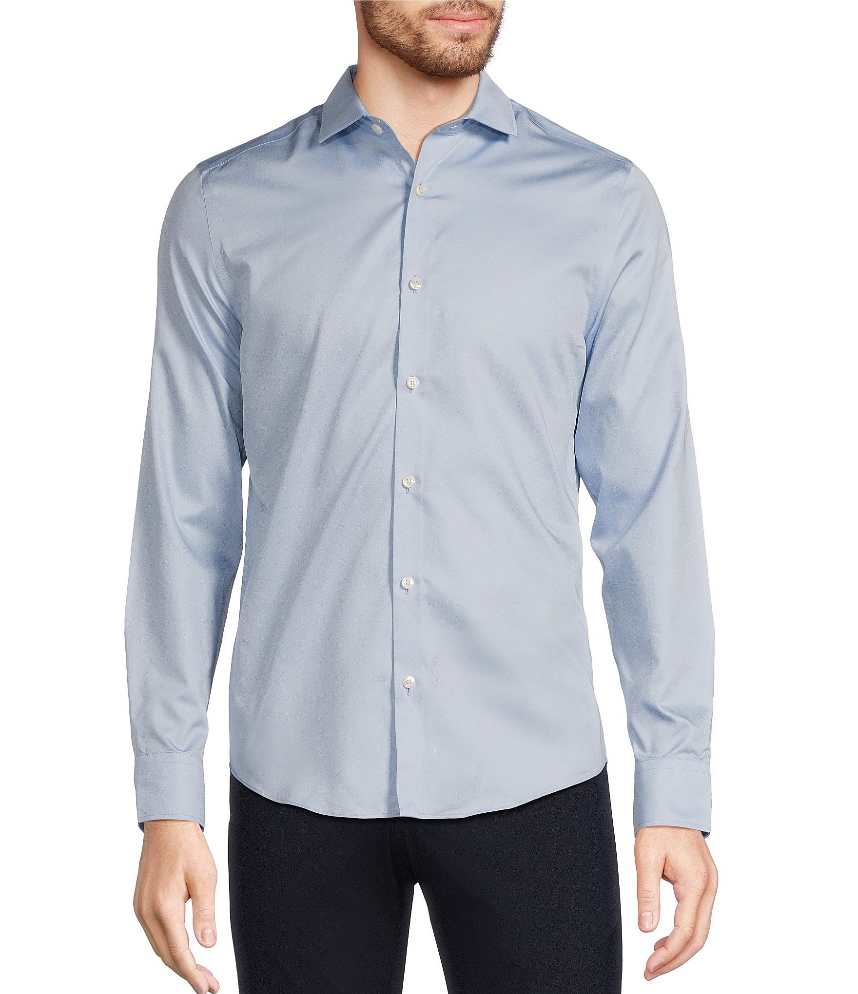 【SCENERITY】More Solid Shirt Murano Wardrobe Essentials Slim Fit Solid Sateen Long Sleeve