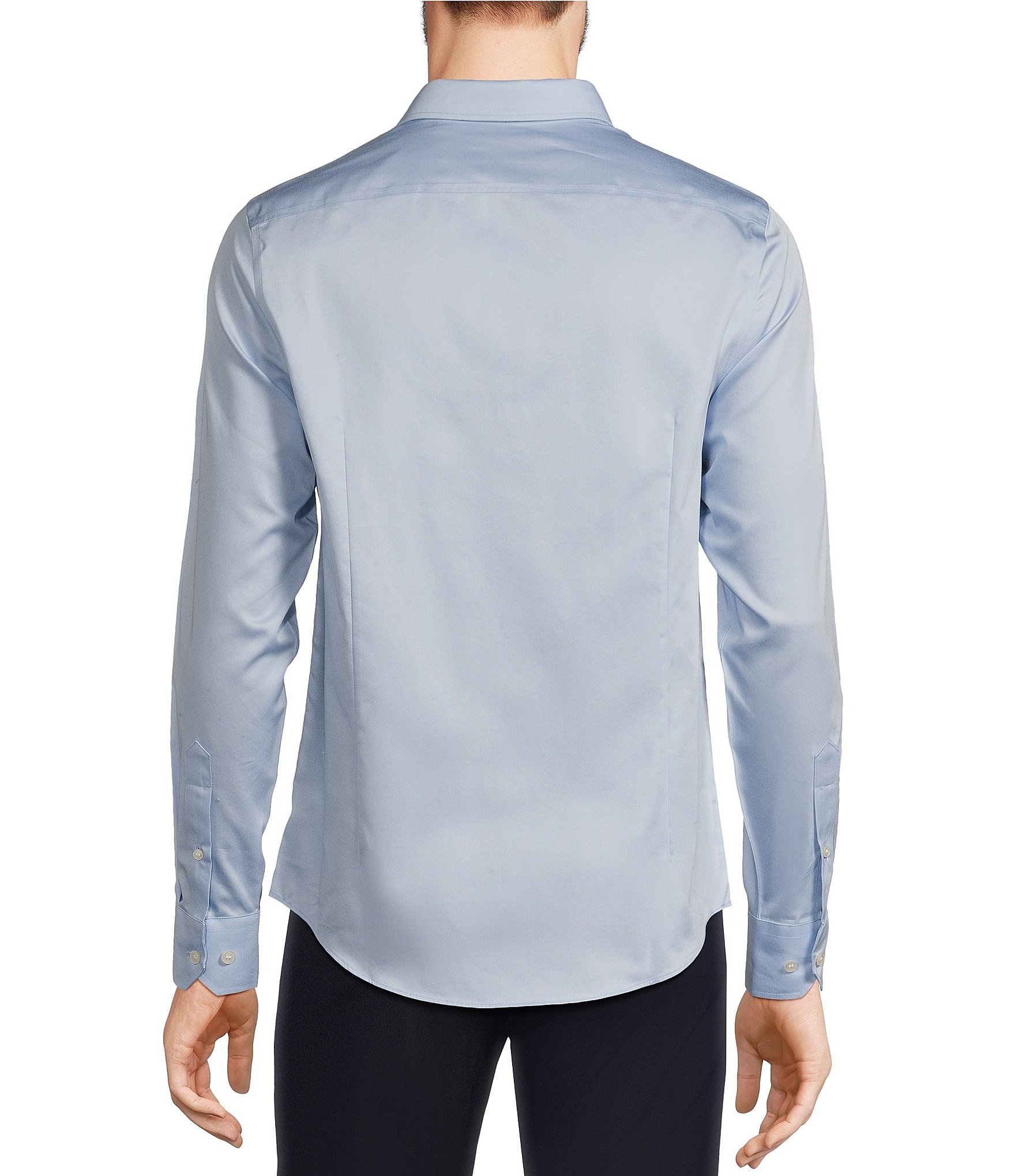 Murano Wardrobe Essentials Slim Fit Solid Sateen Long Sleeve Woven Shirt