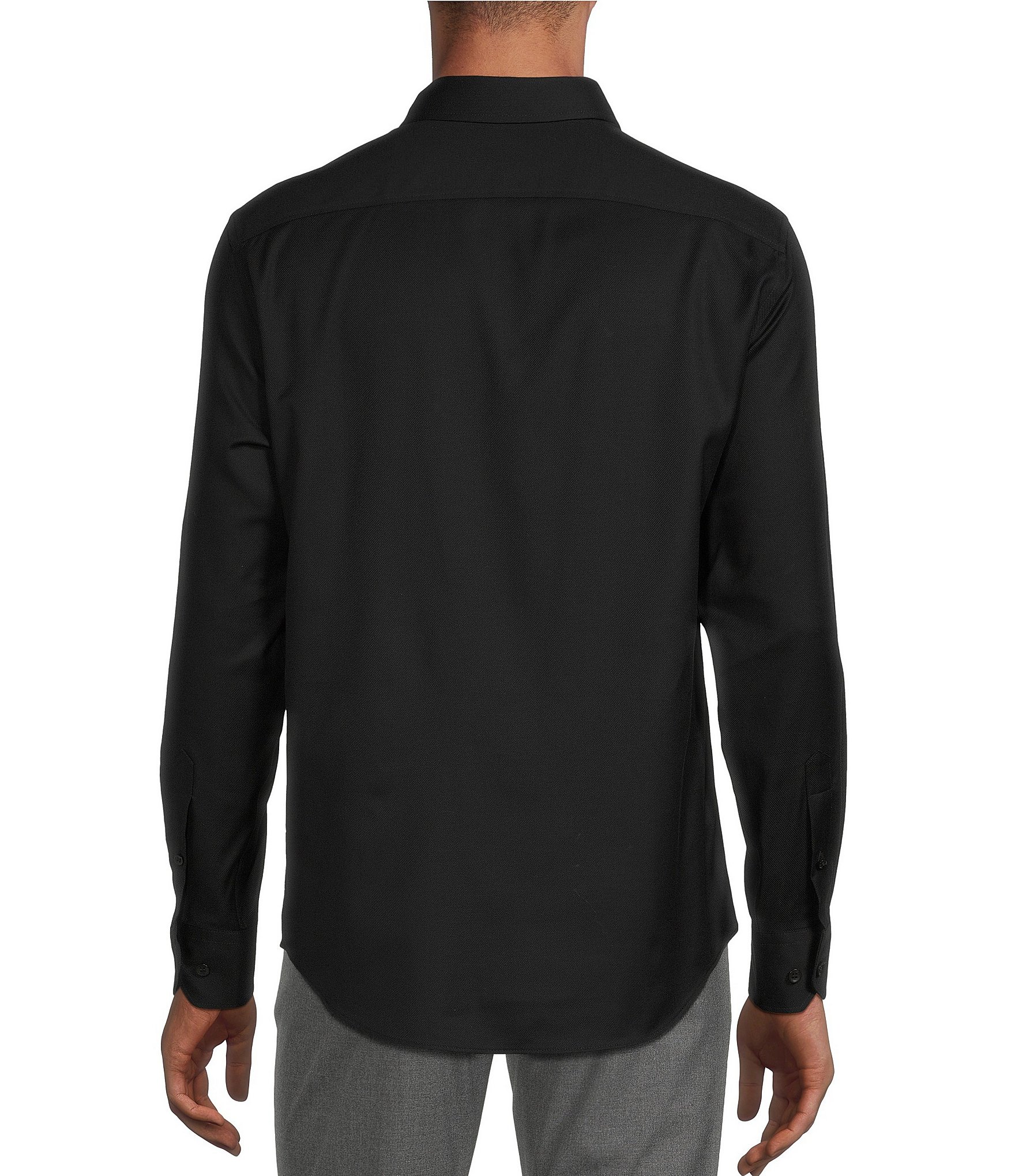 Murano Wardrobe Essentials Slim Fit Solid Stretch Twill Long Sleeve Woven Shirt