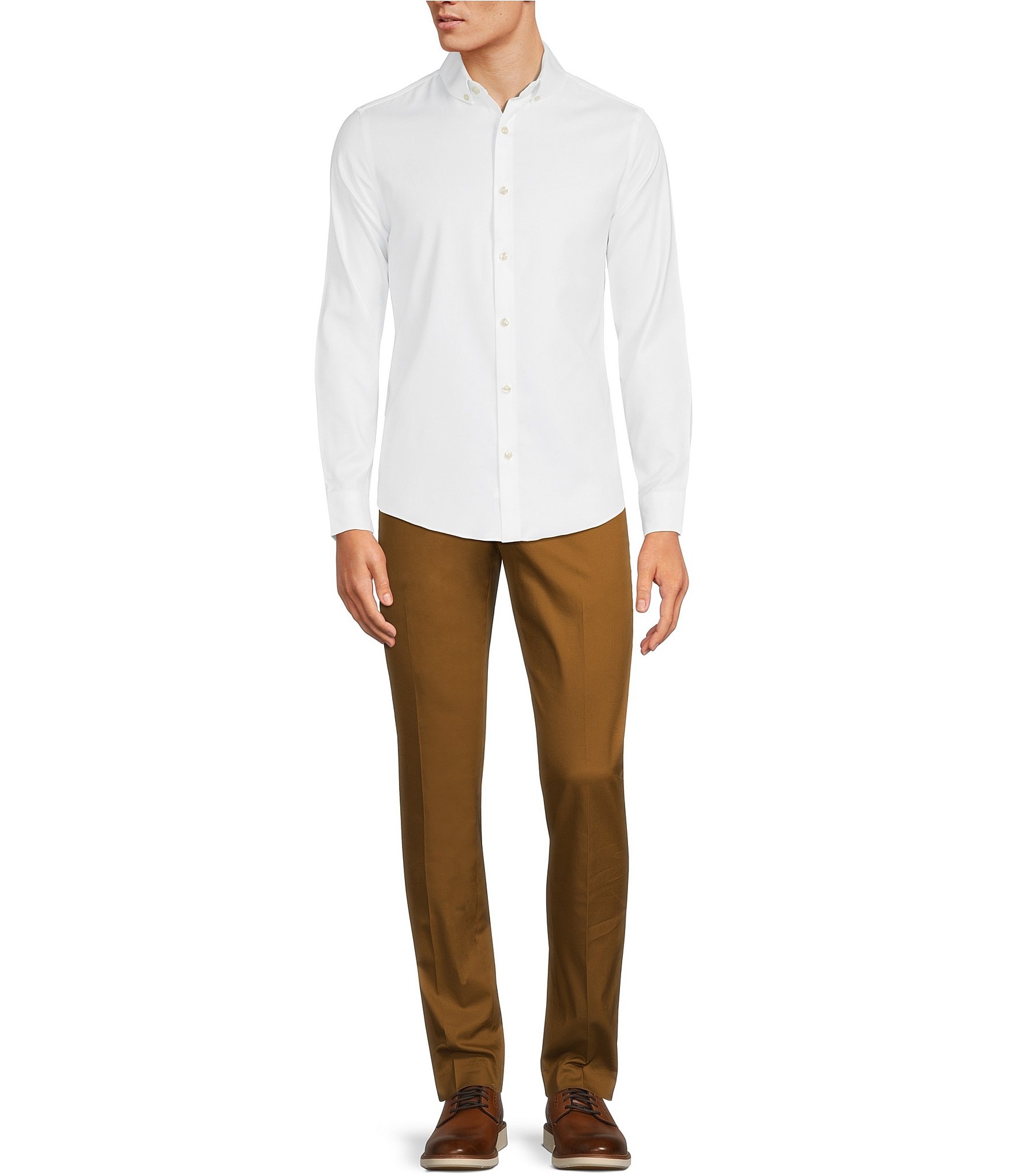 Murano Wardrobe Essentials Slim-Fit Solid Twill Long-Sleeve Woven Shirt