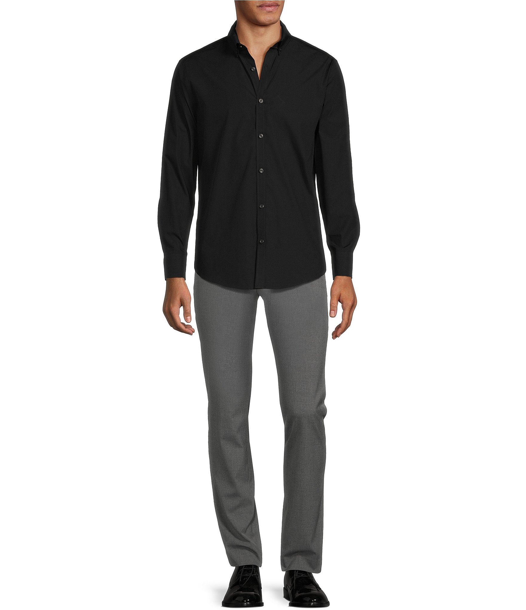Murano Wardrobe Essentials Ultimate Modern Comfort Stretch Solid Long Sleeve Woven Shirt