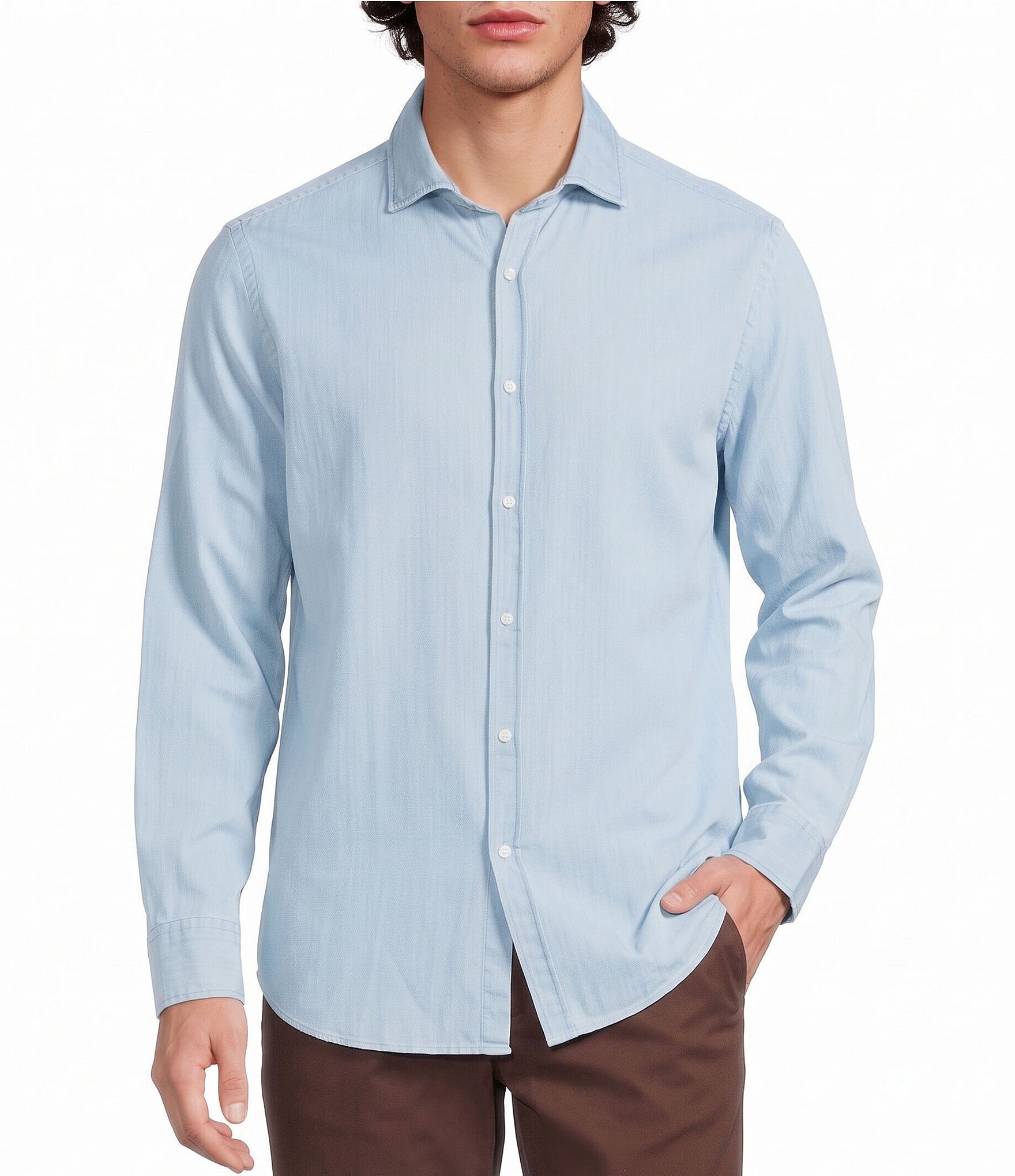 Murano Weekend Edit Slim Fit Denim Long Sleeve Woven Shirt