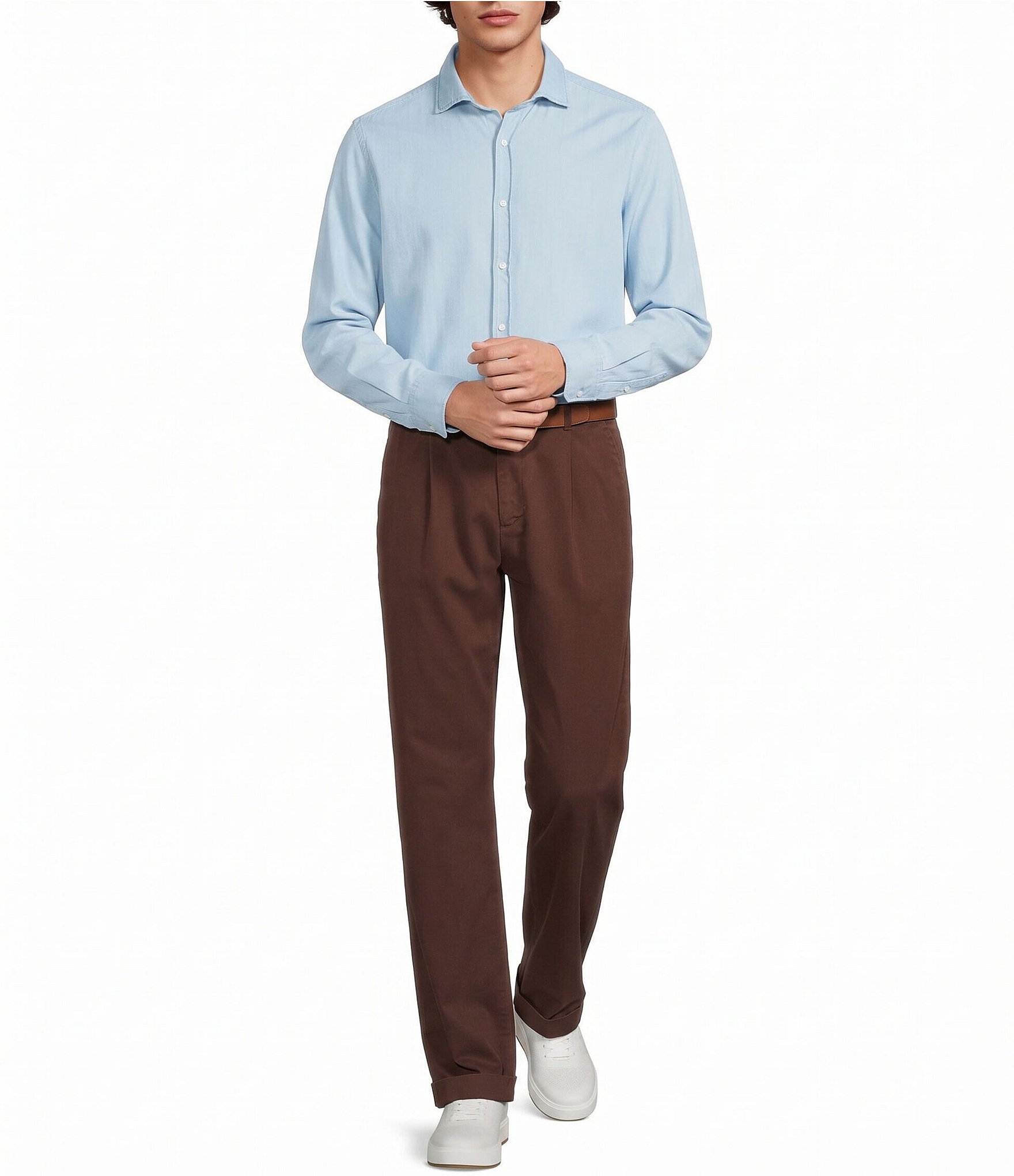 Murano Weekend Edit Slim Fit Denim Long Sleeve Woven Shirt