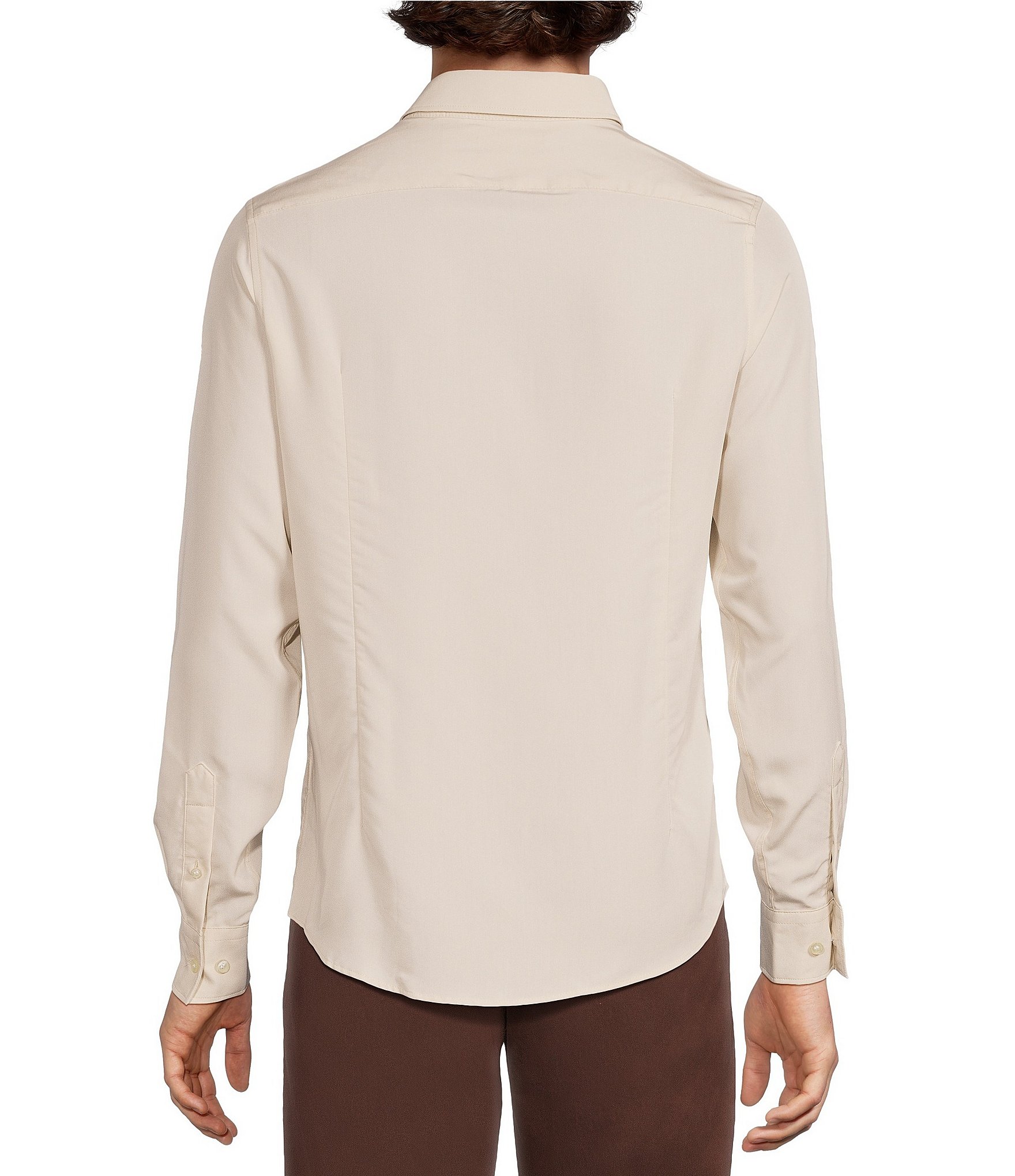 Murano Weekend Edit Slim Fit Solid Long Sleeve Woven Shirt