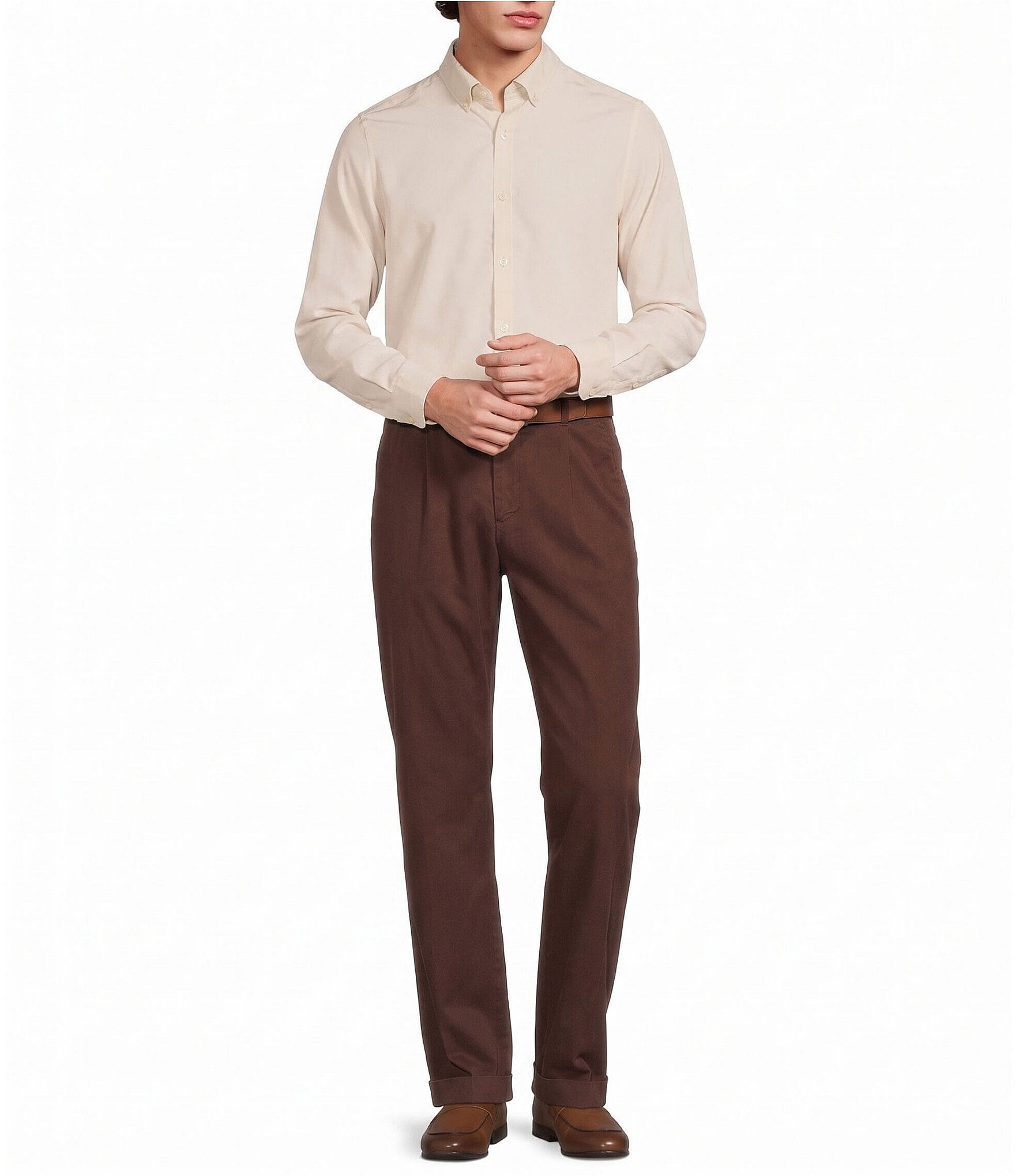 Murano Weekend Edit Slim Fit Solid Long Sleeve Woven Shirt