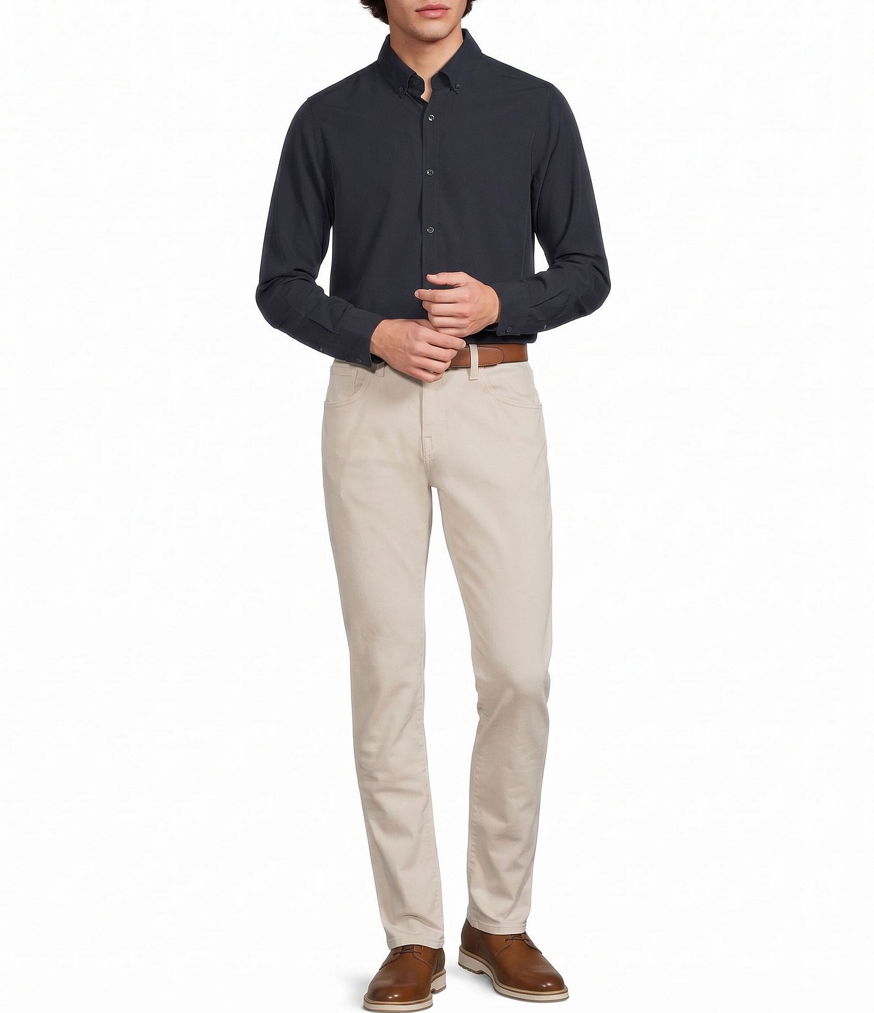 Murano Weekend Edit Slim Fit Solid Long Sleeve Woven Shirt