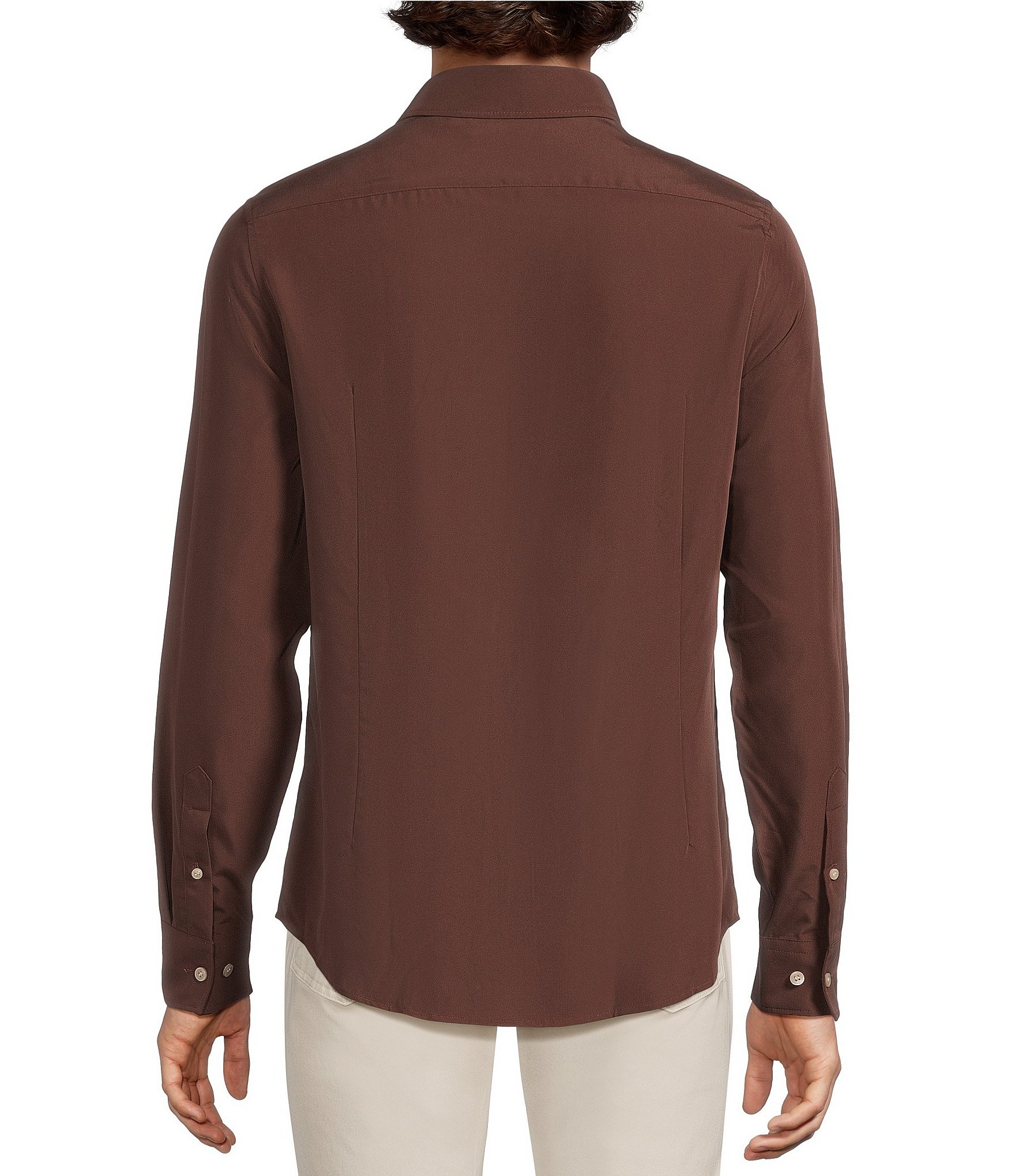 Murano Weekend Edit Slim Fit Solid Long Sleeve Woven Shirt