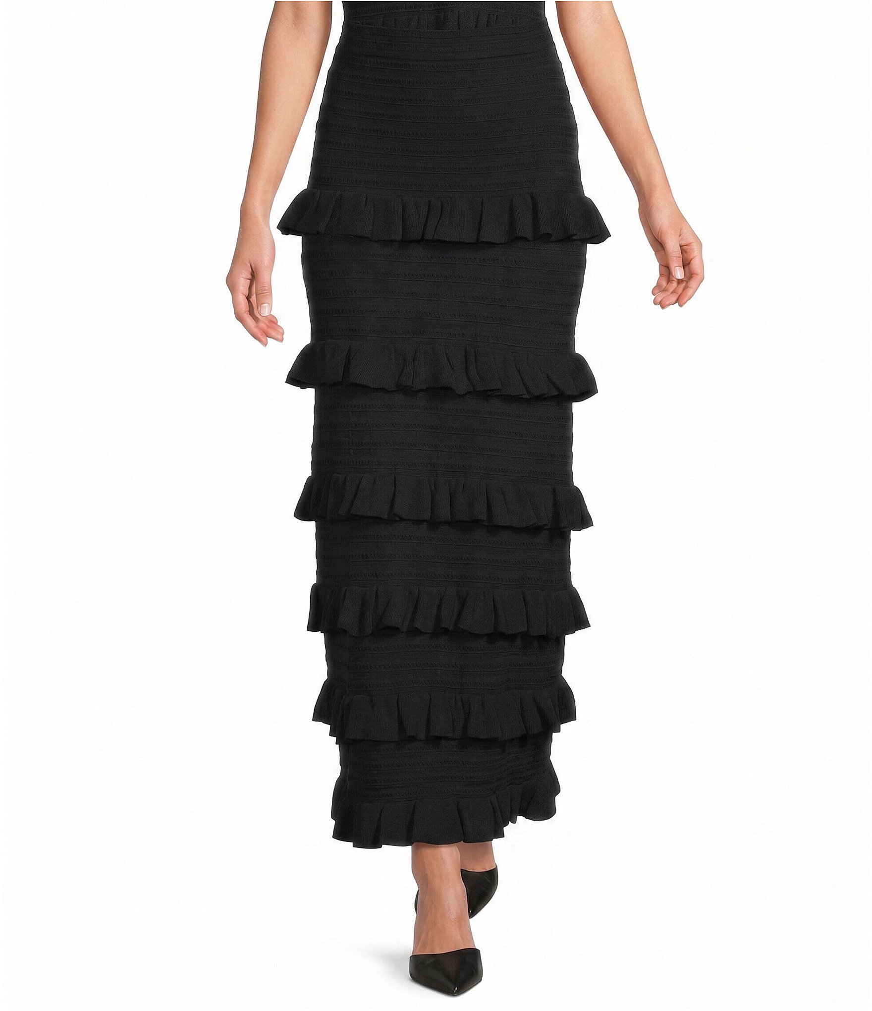 Muse by Marchesa Coordinating Pointelle Ruffle Maxi Skirt