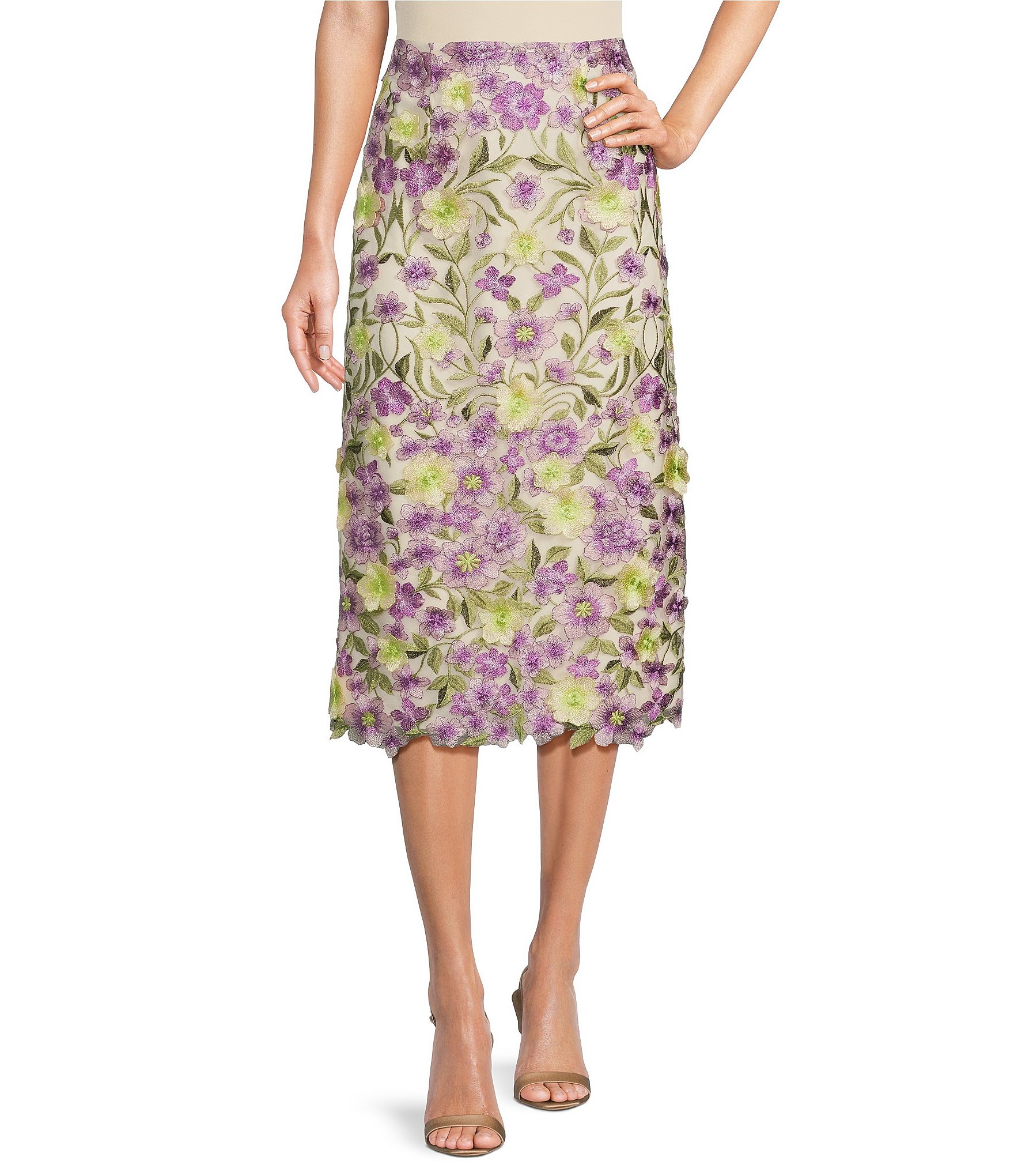 Muse by Marchesa Cynthia Floral Novelty Embroidered Pencil