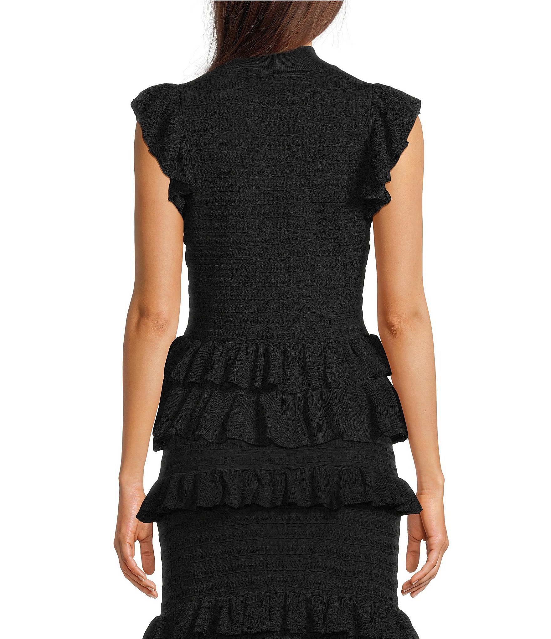 Muse by Marchesa Pointelle Ruffle Mock Neck Coordinating Blouse
