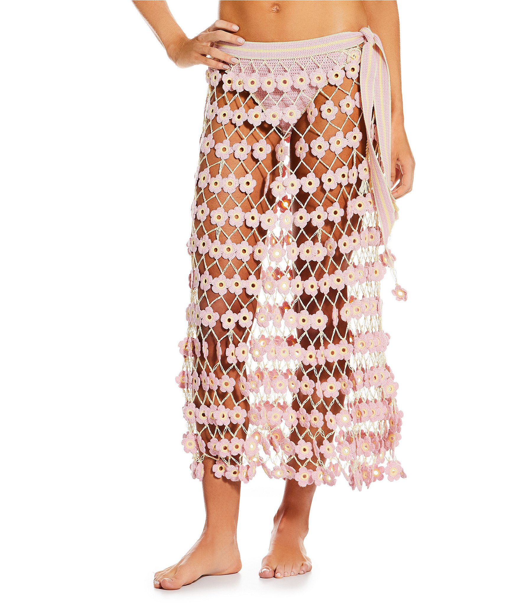 My Beachy Side Fleur Hand Crocheted 3D Floral Maxi Skirt Cover-Up