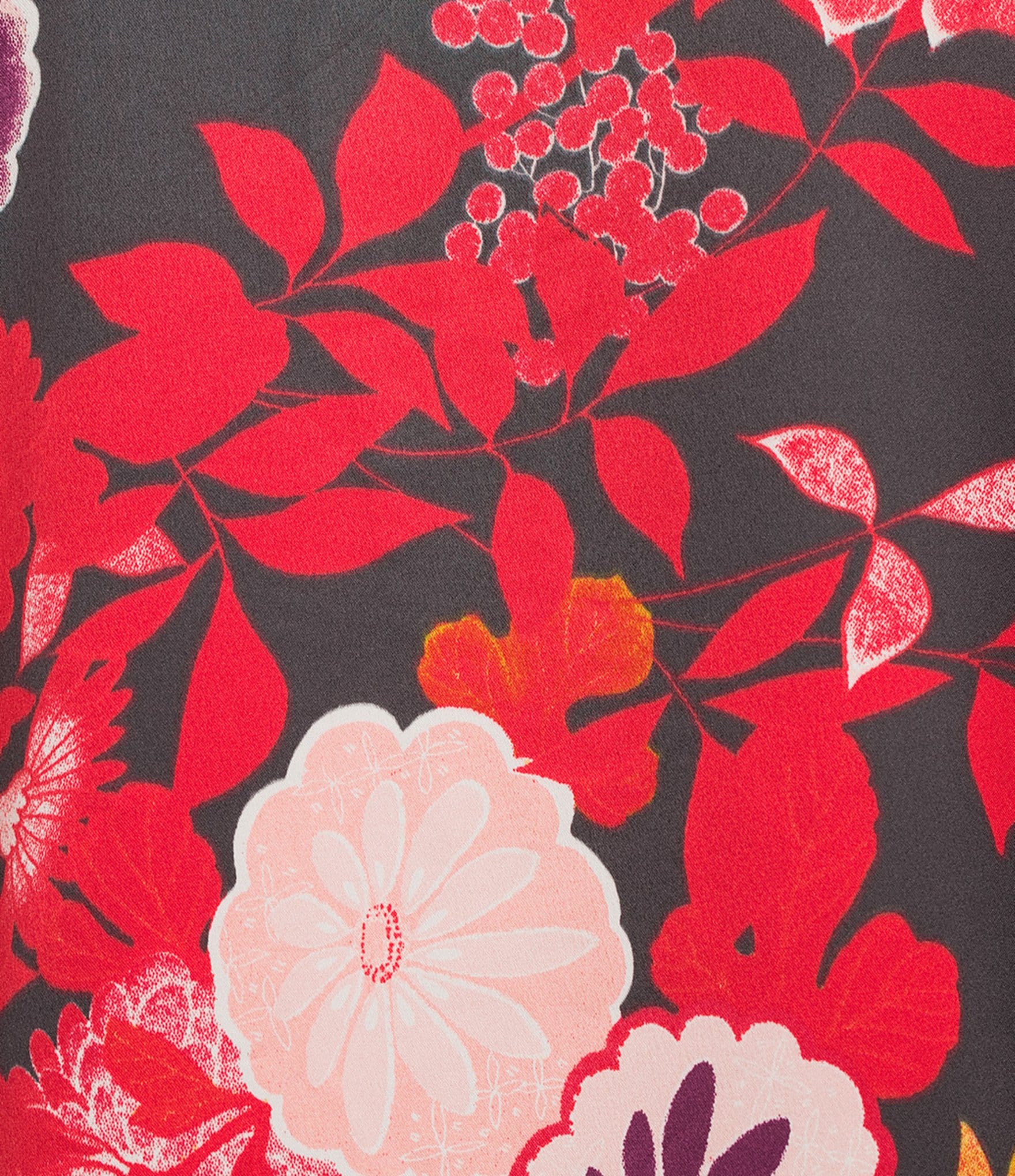 N by Natori Empress Satin Floral Print 3/4 Sleeve Mandarin Collar Caftan