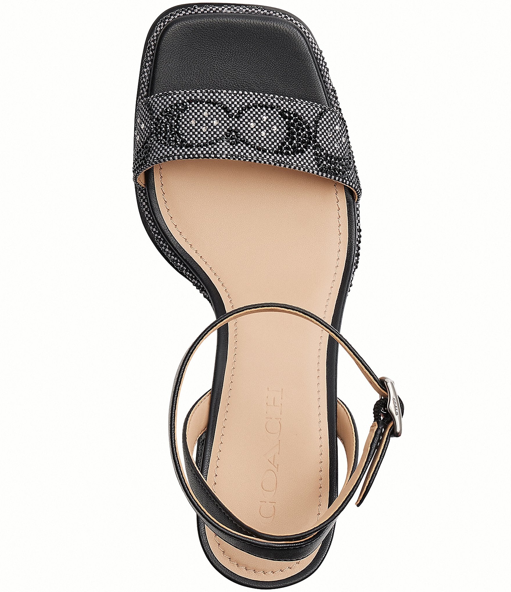 COACH Crystal Signature Jacquard Platform Block Heel Sandals